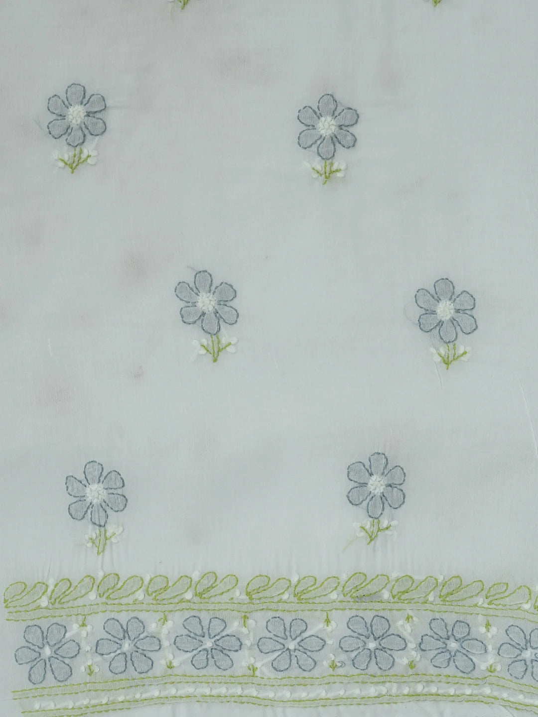 Ada Hand Embroidered White Cotton Lucknowi Chikankari Unstitched Suit Piece 01A572030