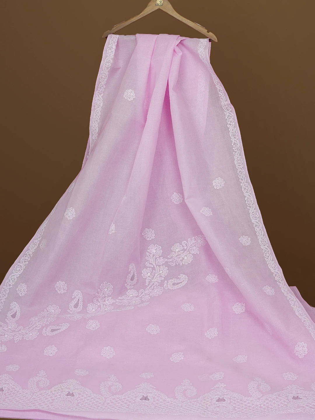 Ada Hand Embroidered Lavender Cotton Lucknowi Chikankari Saree With Blouse 01A581134