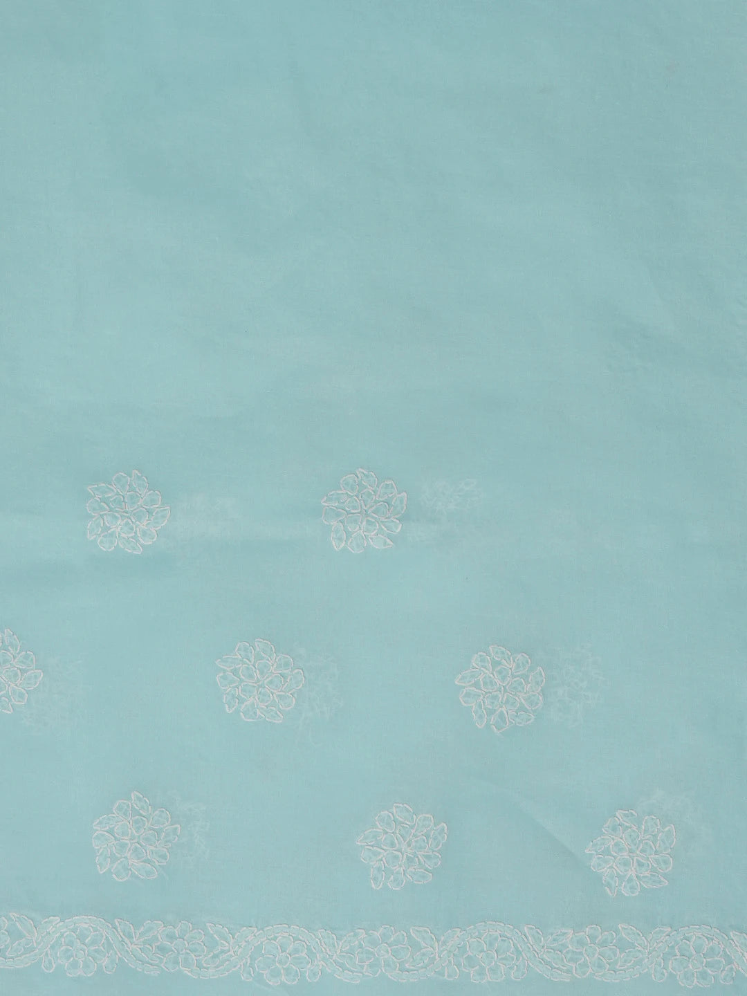 Ada Hand Embroidered Blue Cotton Lucknowi Chikankari Saree With Blouse 01A581138