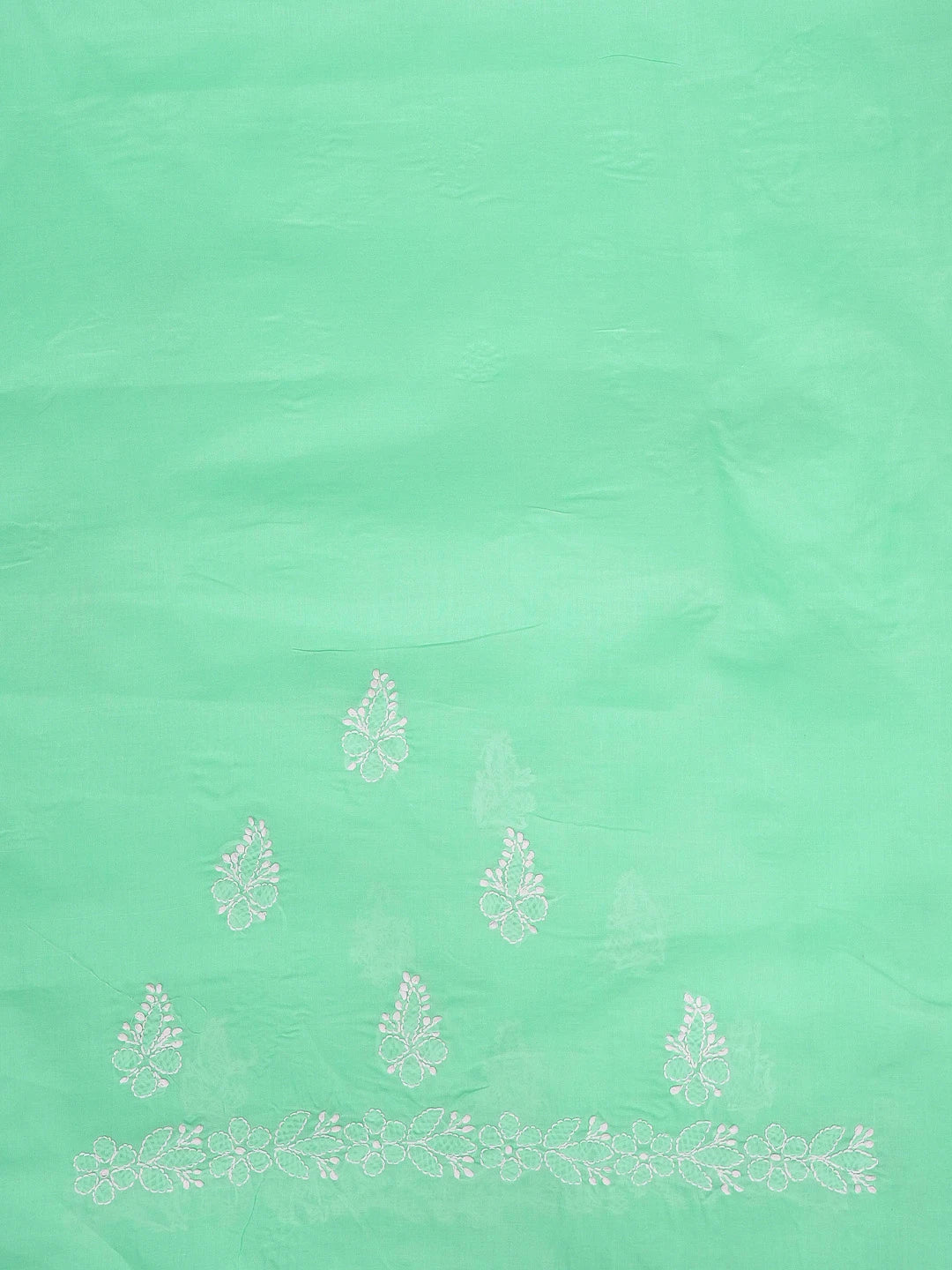 Ada Hand Embroidered Sea Green Cotton Lucknowi Chikankari Saree and Blouse 01A565791