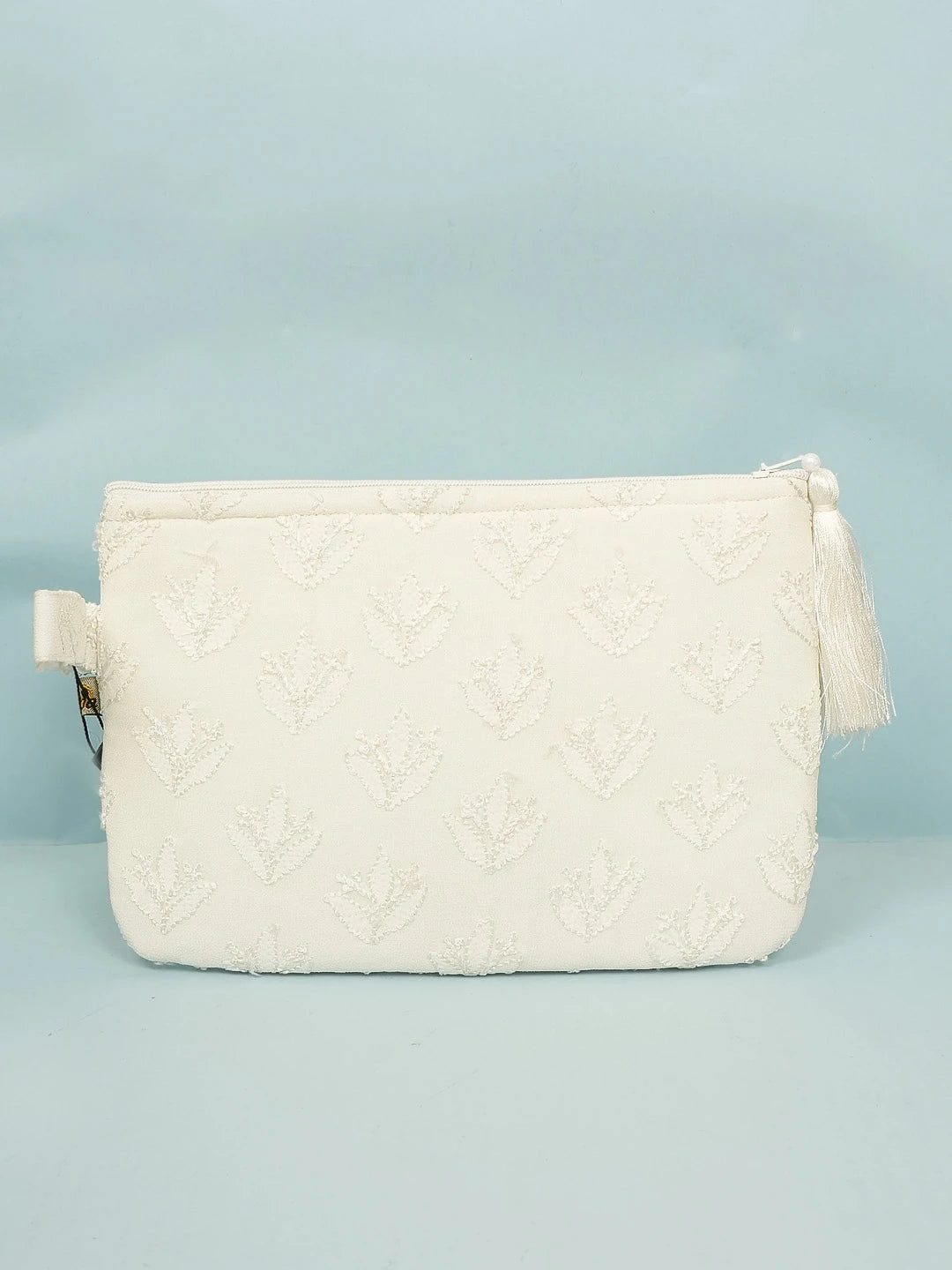 Ada Hand Embroidered White Viscose Georgette Lucknowi Chikankari Pouch 01A500325