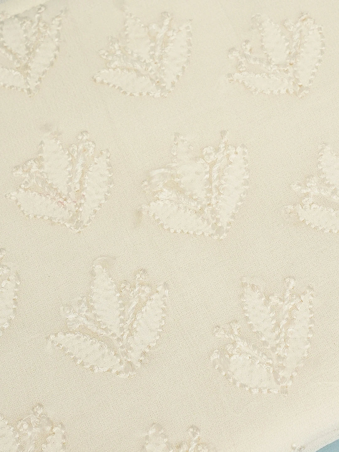 Ada Hand Embroidered White Viscose Georgette Lucknowi Chikankari Pouch 01A500325