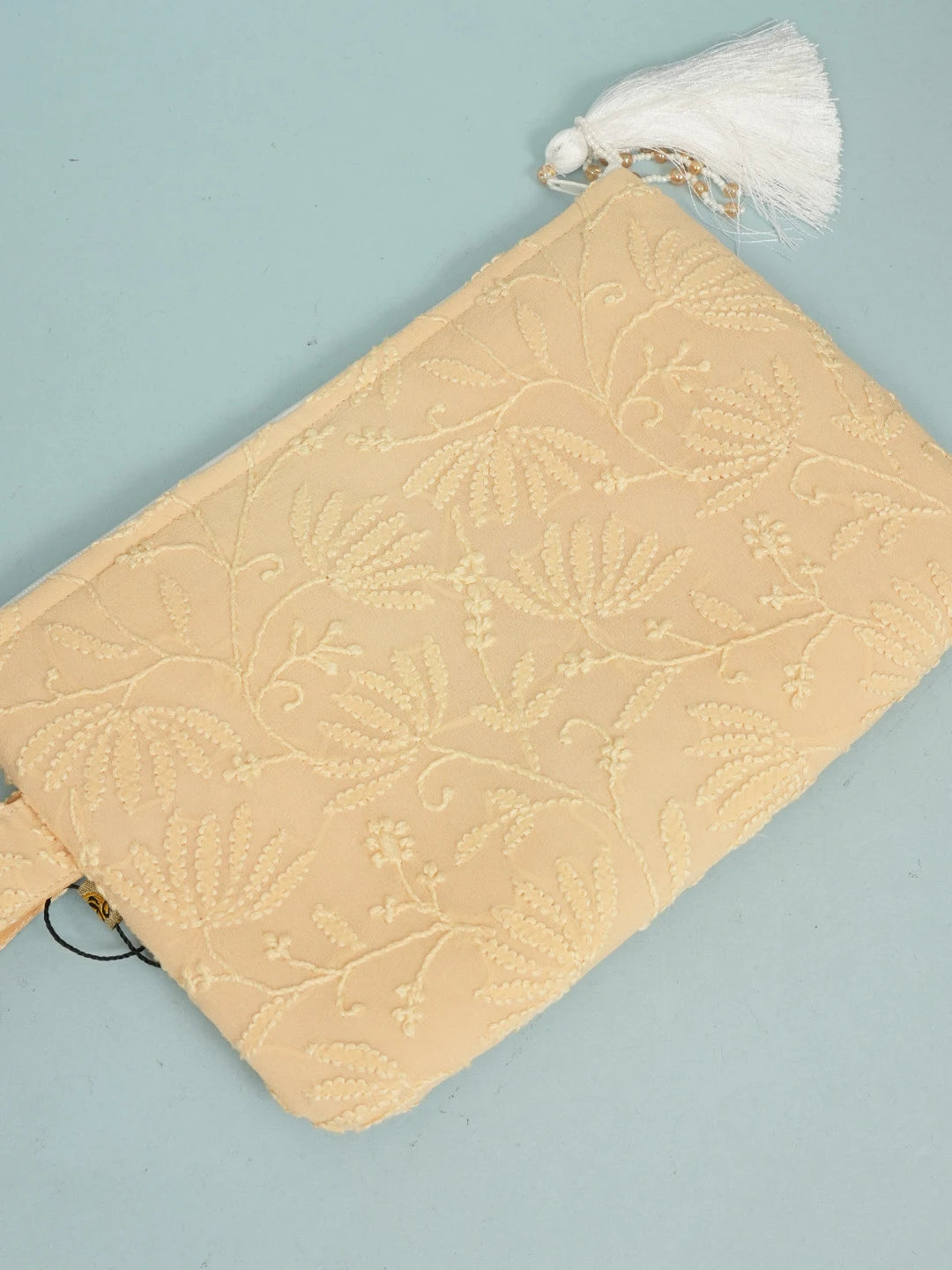 Ada Hand Embroidered Fawn Viscose Georgette Lucknowi Chikankari Pouch 01A564517