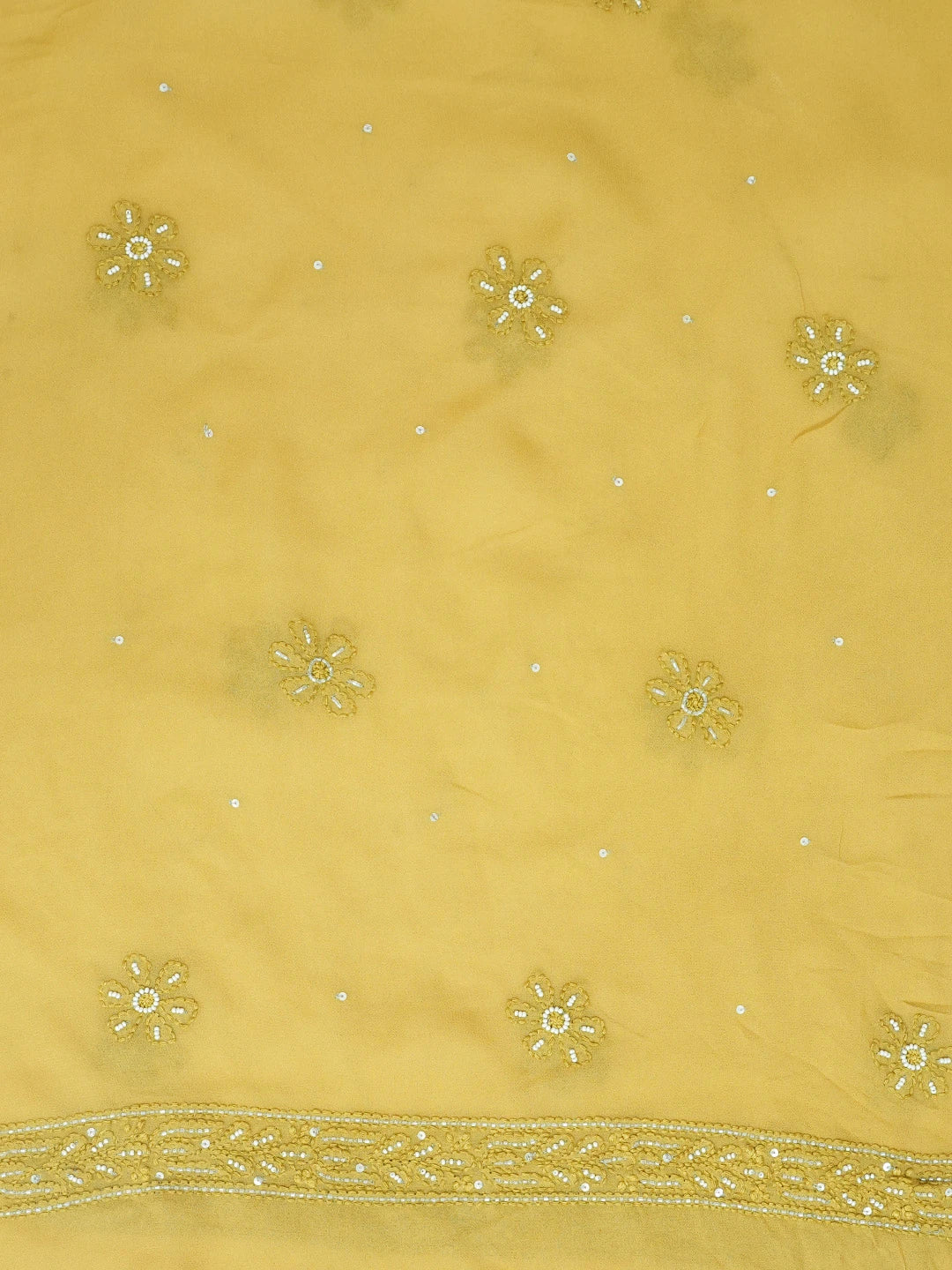 Ada Hand Embroidered Mehandi Green Viscose Georgette Lucknowi Chikankari Unstitched Kurta Dupatta Set With Pearl Work 01A446792