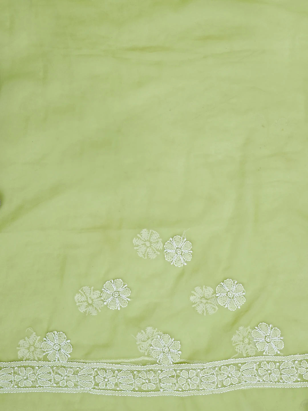 Ada Hand Embroidered Green Georgette Lucknowi Chikankari Saree With Blouse 01A583355