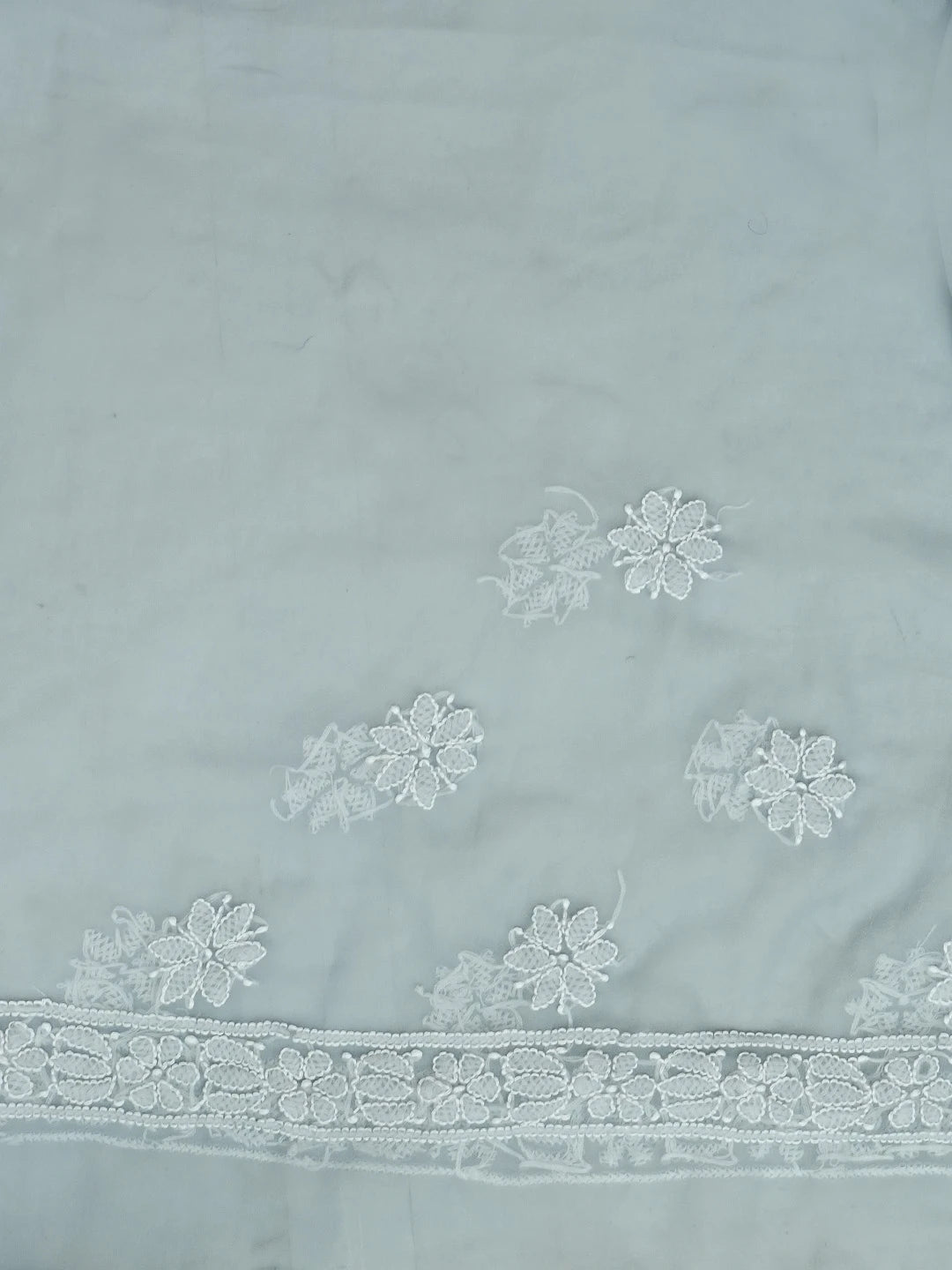 Ada Hand Embroidered Grey Georgette Lucknowi Chikankari Saree With Blouse 01A583329