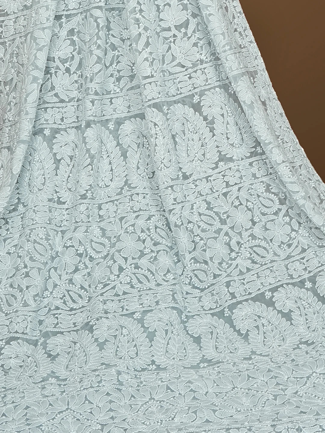 Ada Hand Embroidered Grey Georgette Lucknowi Chikankari Saree With Blouse 01A583329