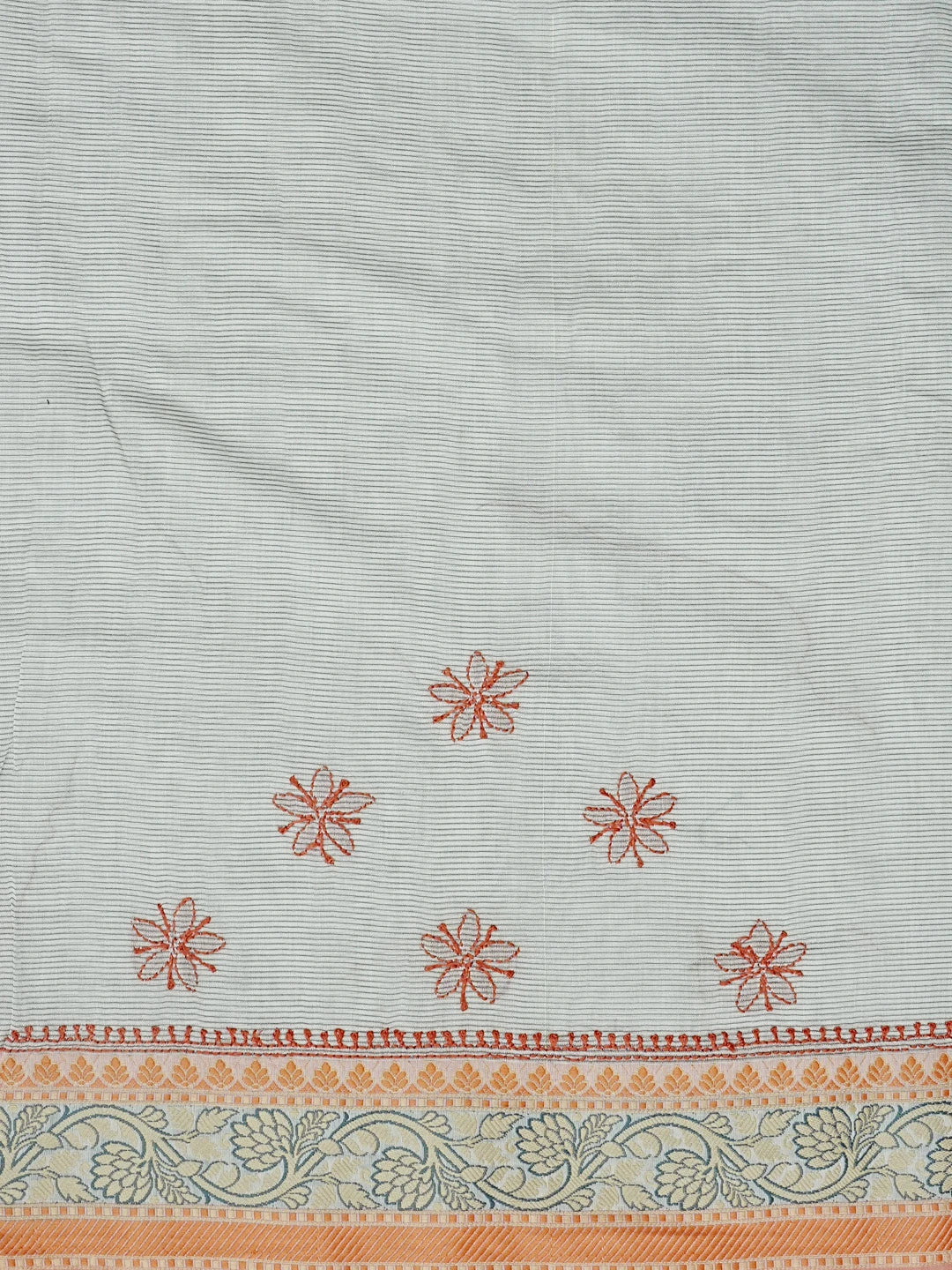 Ada Hand Embroidered Grey Chanderi Lucknowi Chikankari Saree With Blouse 01A582193