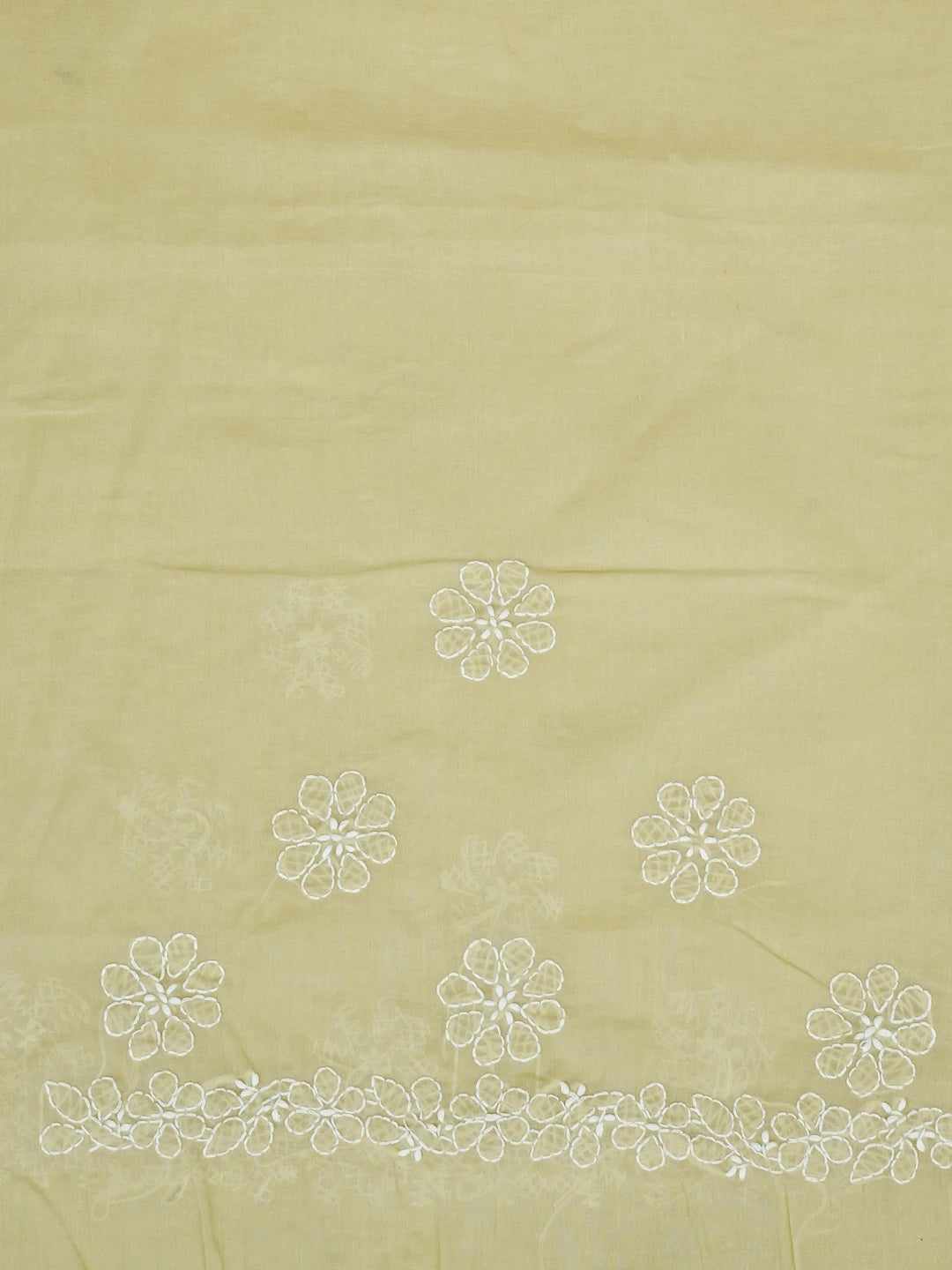 Ada Hand Embroidered Fawn Cotton Lucknowi Chikankari Saree and Blouse 01A583387
