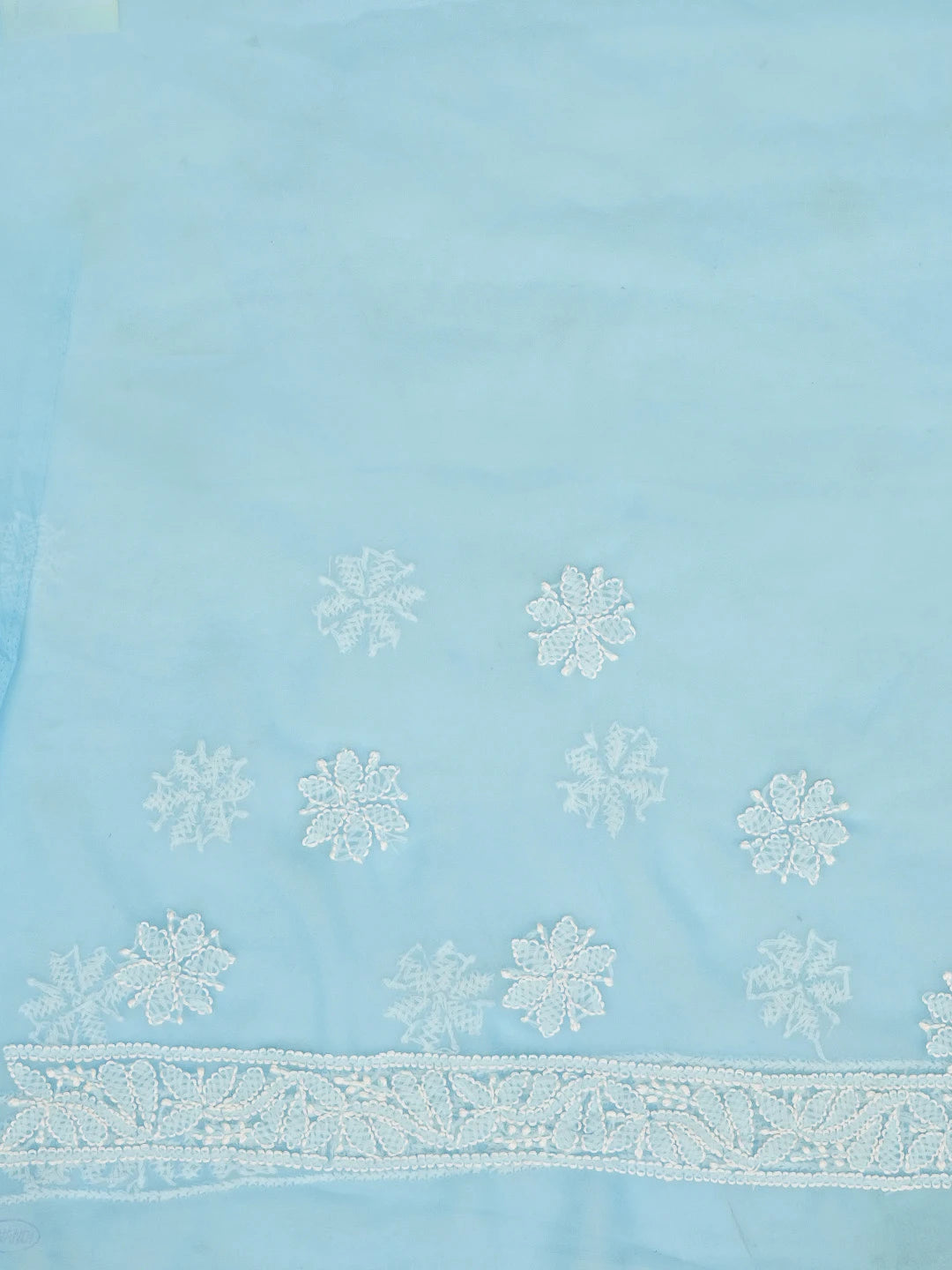 Ada Hand Embroidered Blue Georgette Lucknowi Chikankari Saree With Blouse 01A583318