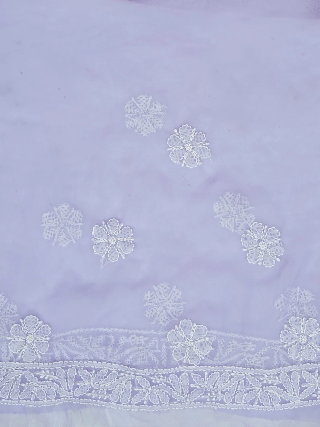 Ada Hand Embroidered Mauve Fuax Georgette Lucknowi Chikankari Saree and Blouse 01A583375