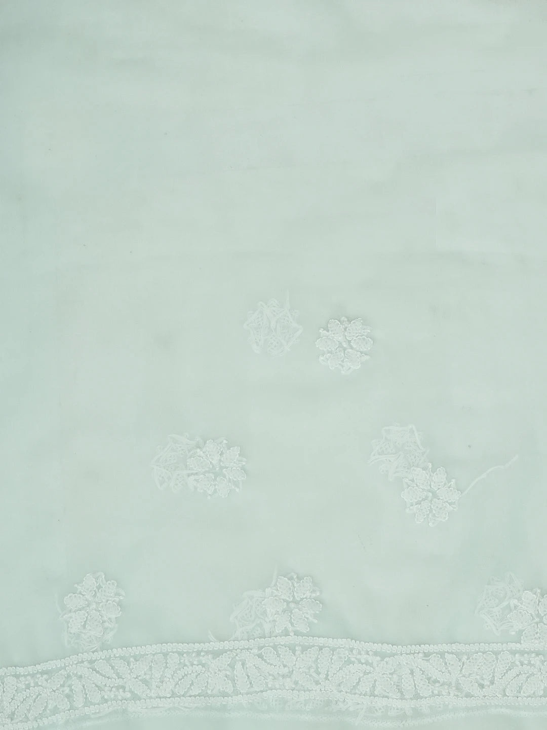 Ada Hand Embroidered Sea Green Georgette Lucknowi Chikankari Saree With Blouse 01A583332