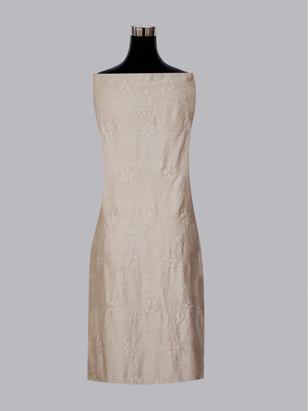 Ada Hand Embroidered Brown Chanderi Lucknowi Chikankari Unstitched Kurta Dupatta Set 01A584789