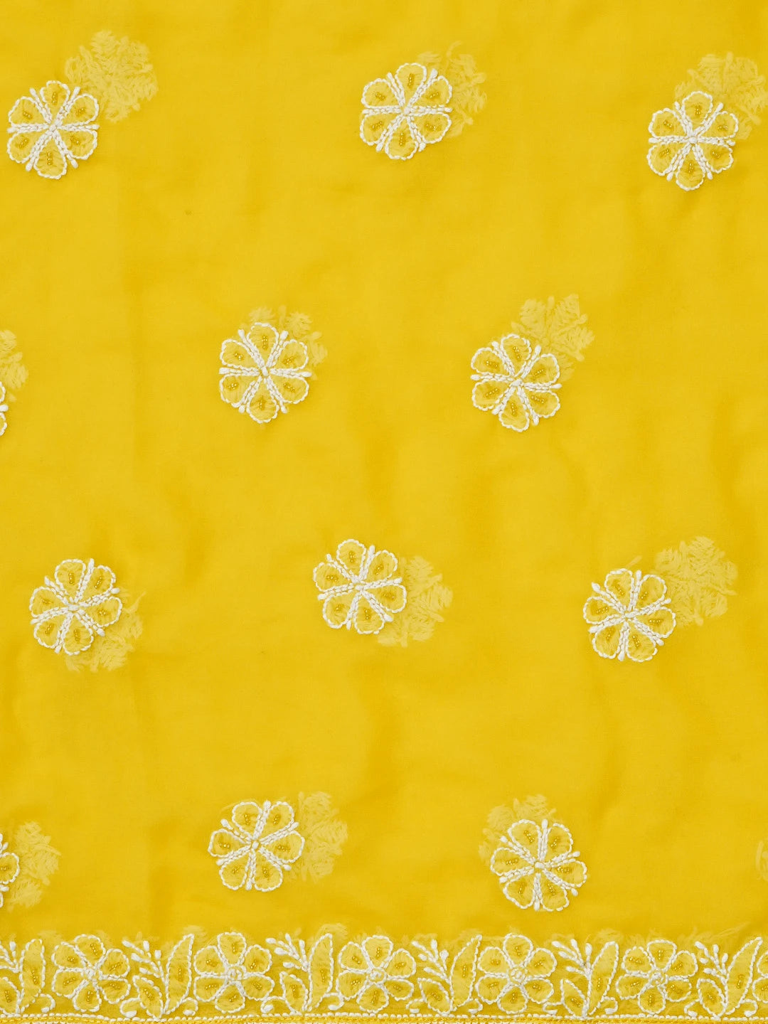 Ada Hand Embroidered Yellow Georgette Lucknowi Chikankari Unstitched Suit Piece With Sequinned Work 01A584338