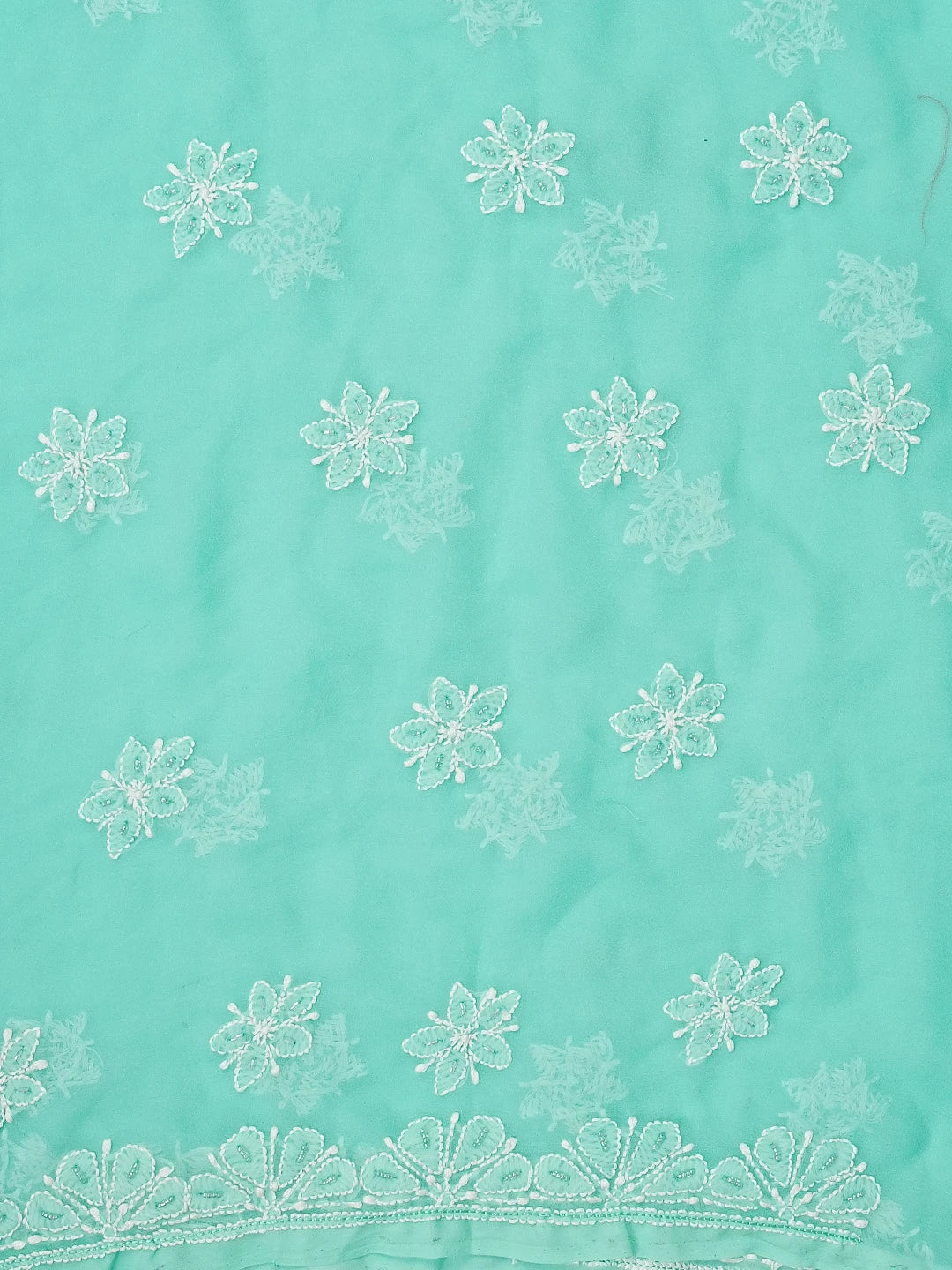 Ada Hand Embroidered Sea Green Georgette Lucknowi Chikankari Unstitched Suit Piece With Sequinned Work 01A584342