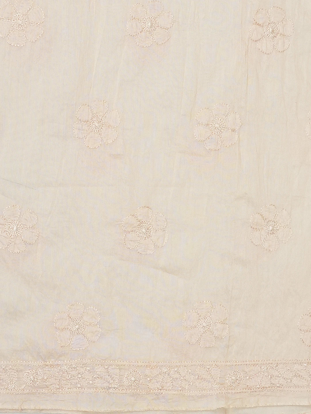 Ada Hand Embroidered Melon Peach Chanderi Lucknowi Chikankari Unstitched Kurta Dupatta Set 01A584728