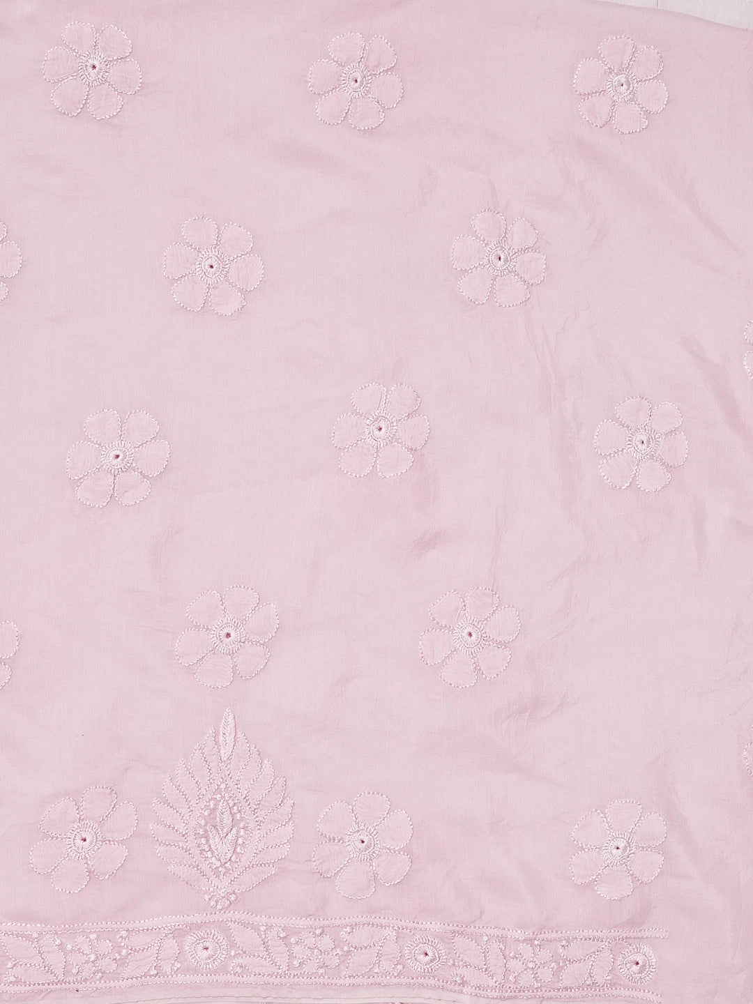 Ada Hand Embroidered Pink Muslin Lucknowi Chikankari Unstitched Kurta Dupatta Set 01A584978