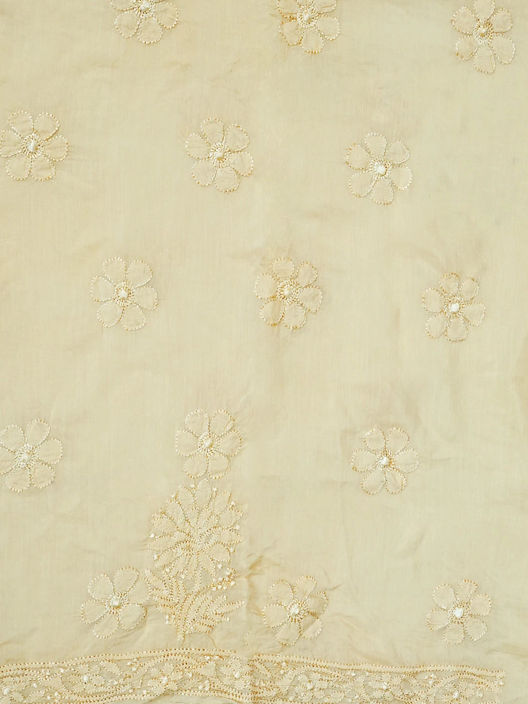 Ada Hand Embroidered Light Fawn Muslin Lucknowi Chikankari Unstitched Kurta Dupatta Set 01A584977