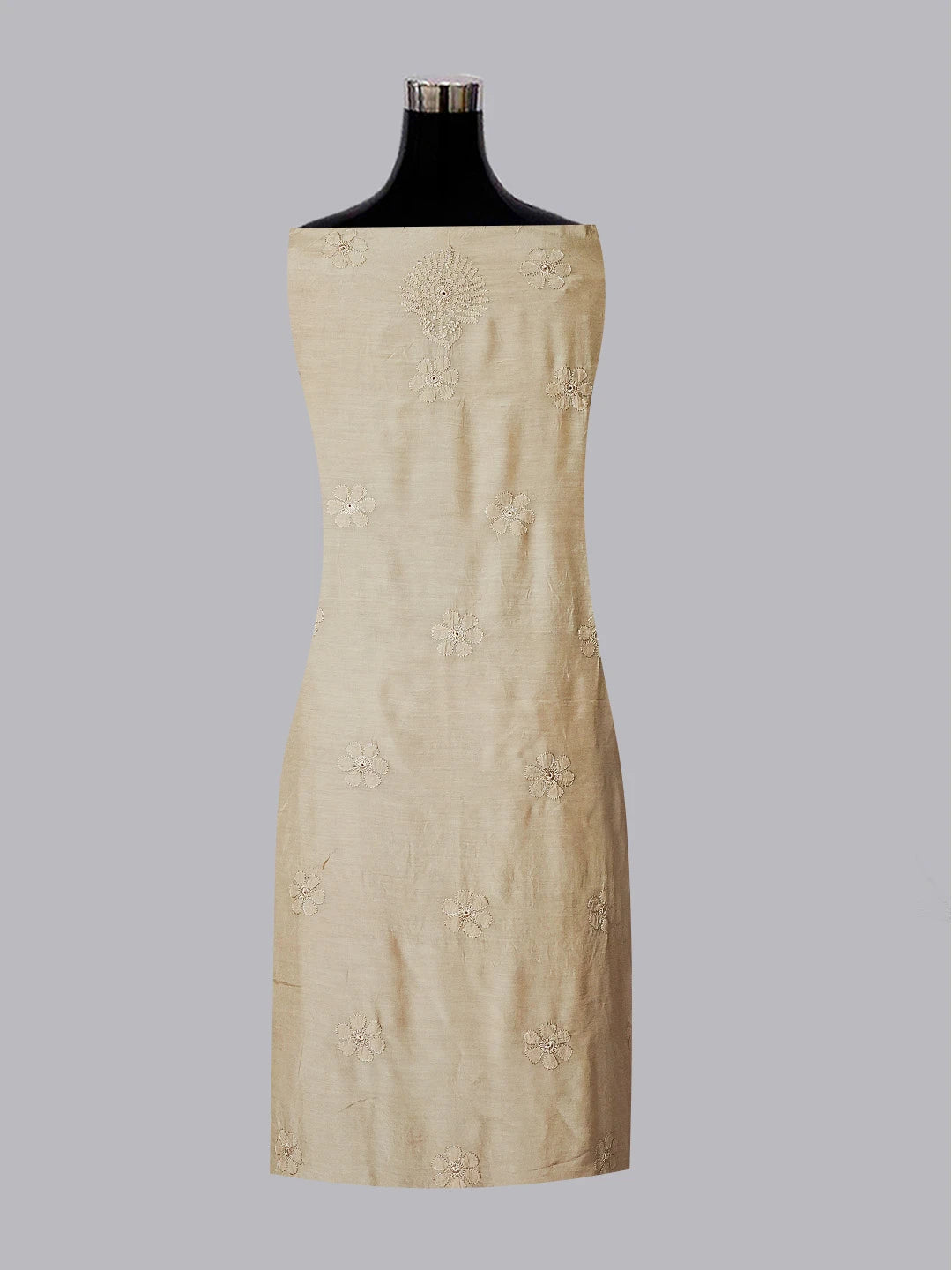 Ada Hand Embroidered Fawn Muslin Lucknowi Chikankari Unstitched Kurta Dupatta Set 01A584960