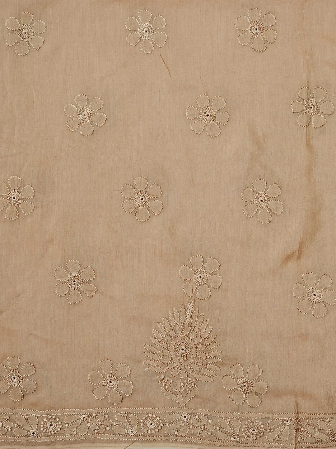 Ada Hand Embroidered Fawn Muslin Lucknowi Chikankari Unstitched Kurta Dupatta Set 01A584960