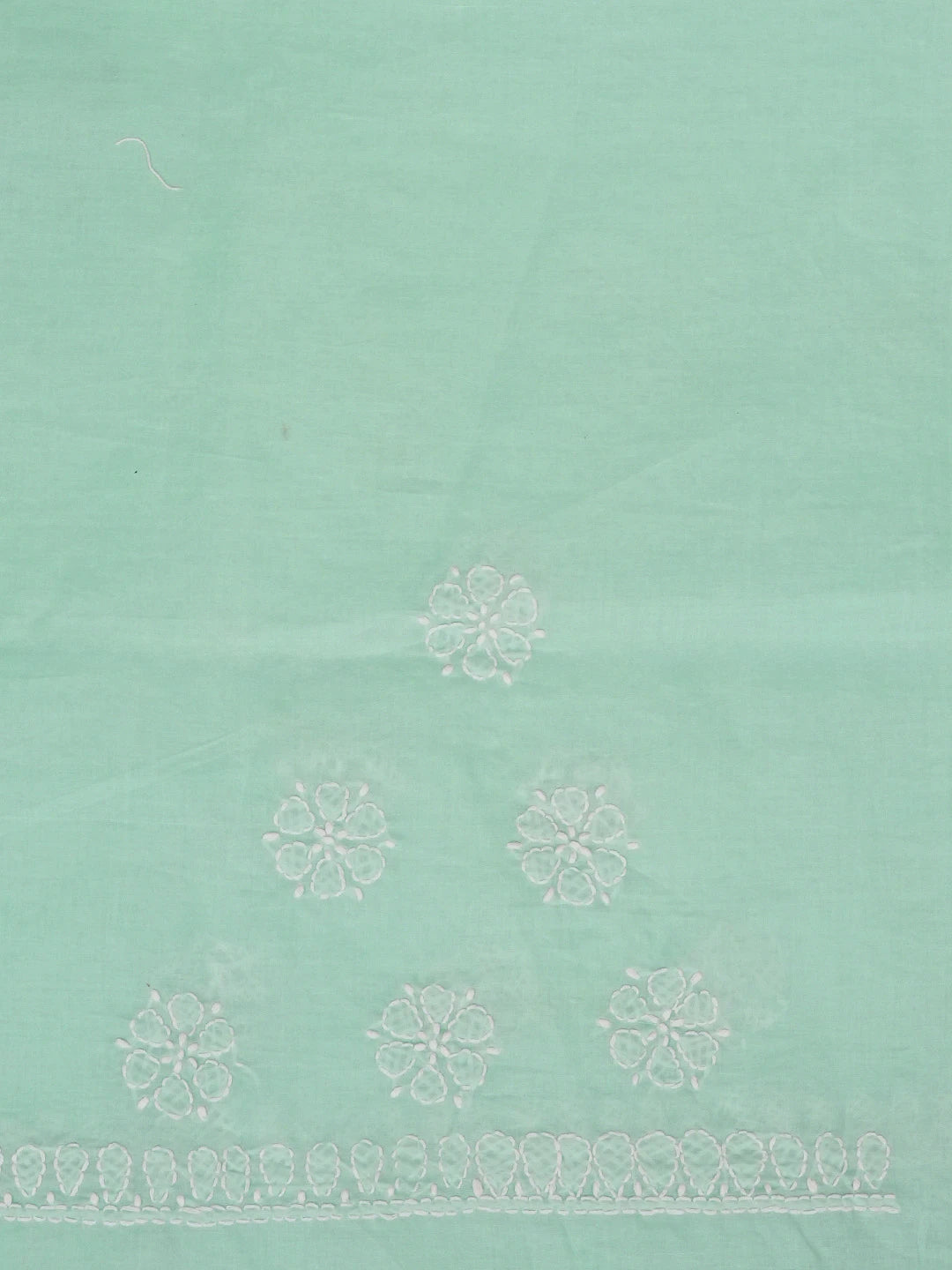 Ada Hand Embroidered Sea Green Cotton Lucknowi Chikankari Saree and Blouse 01A583442
