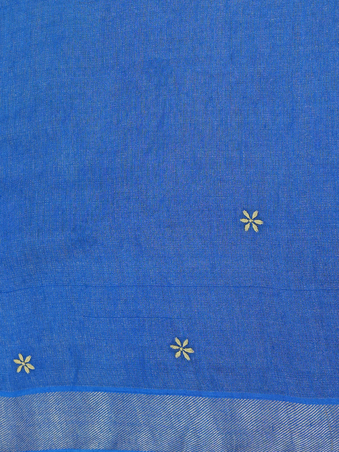 Ada Hand Embroidered Royal Blue Tissue Lucknowi Chikankari Saree With Blouse 01A374220