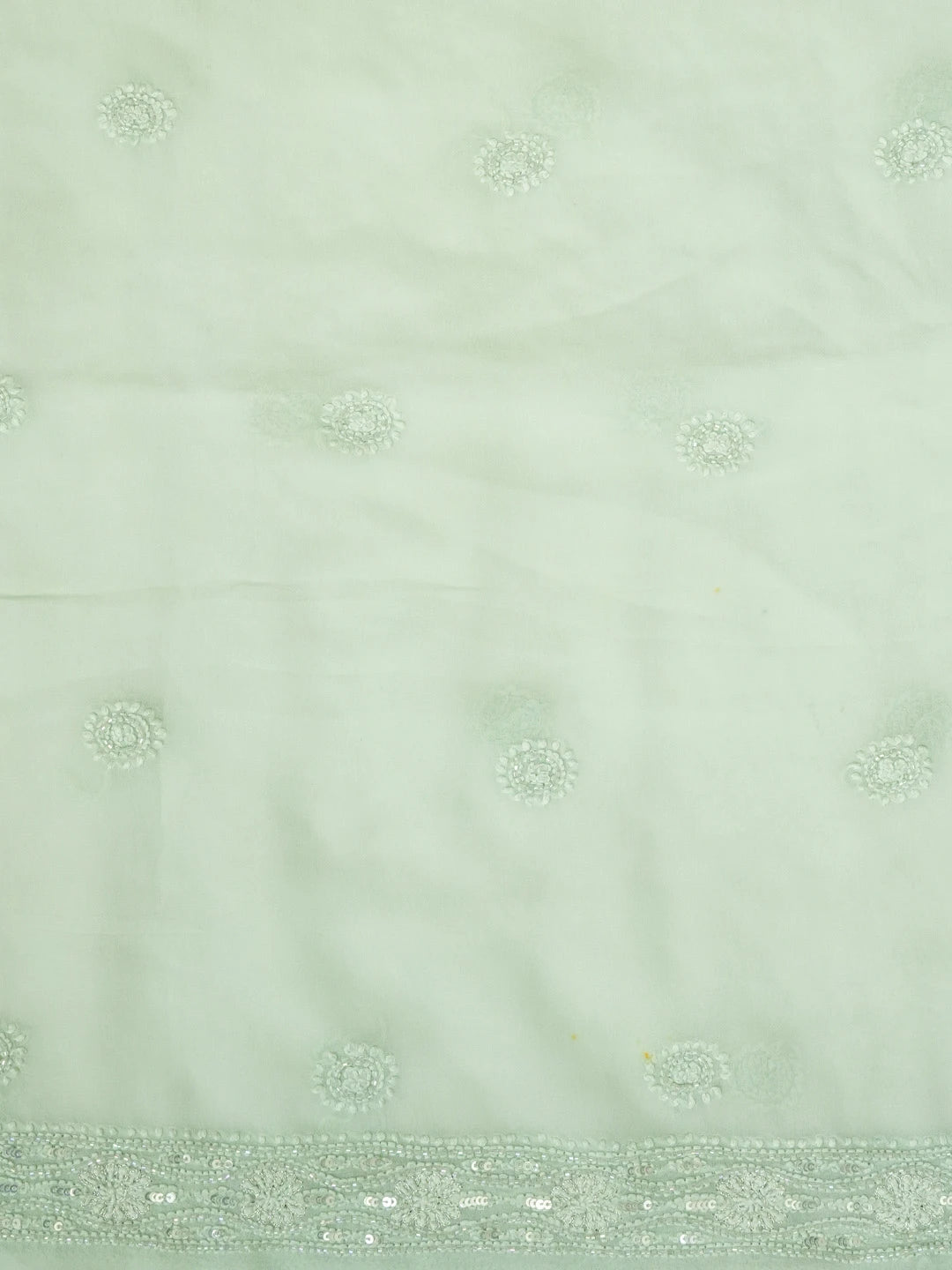 Ada Hand Embroidered Pista Green Viscose Georgette Lucknowi Chikankari Unstitched Men's Kurta Piece With Cutdana and Sequinned Work 01A532085