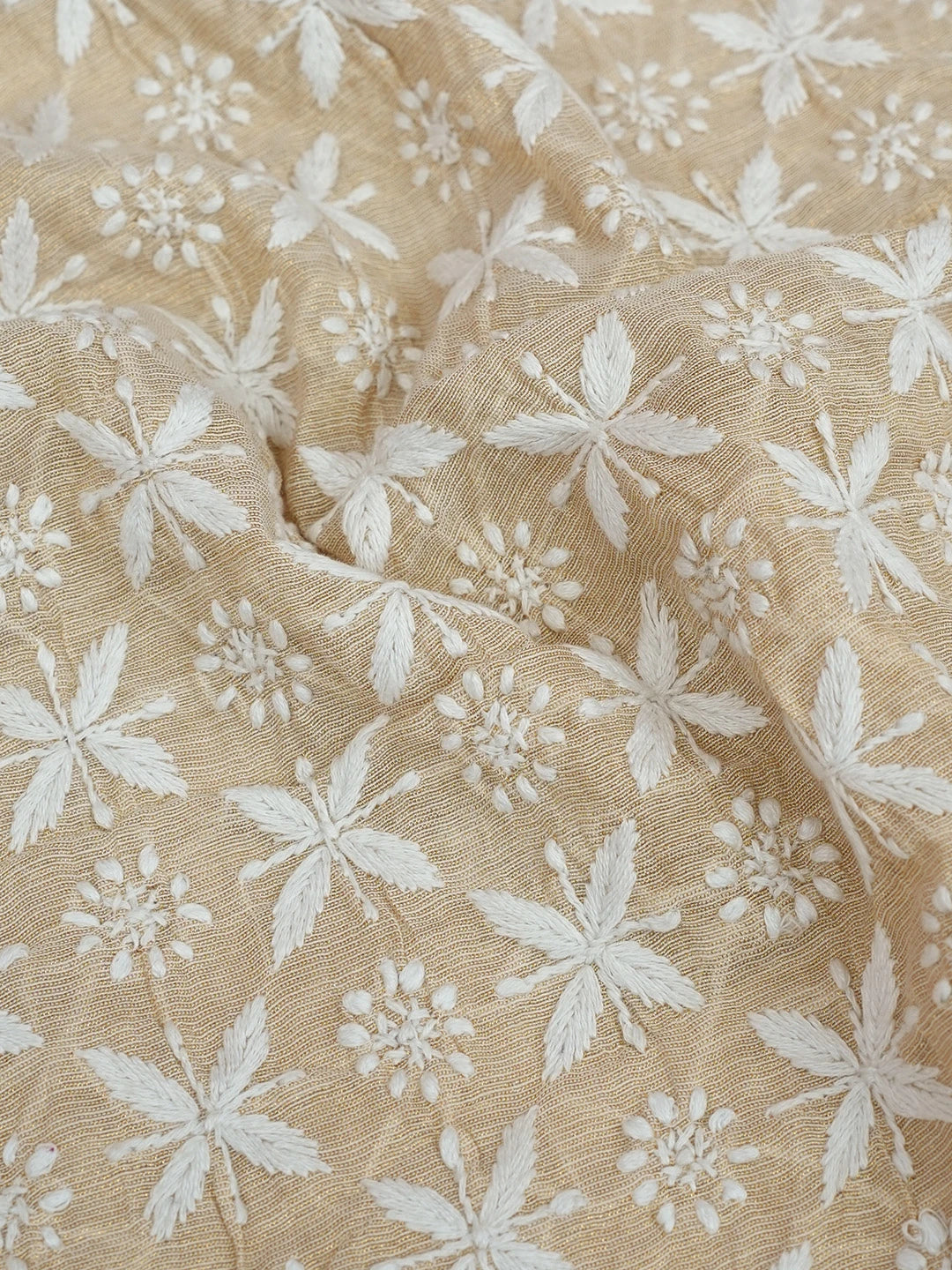 Ada Hand Embroidered Fawn Tissue Lucknowi Chikankari Men's Kurta Piece 01A582130