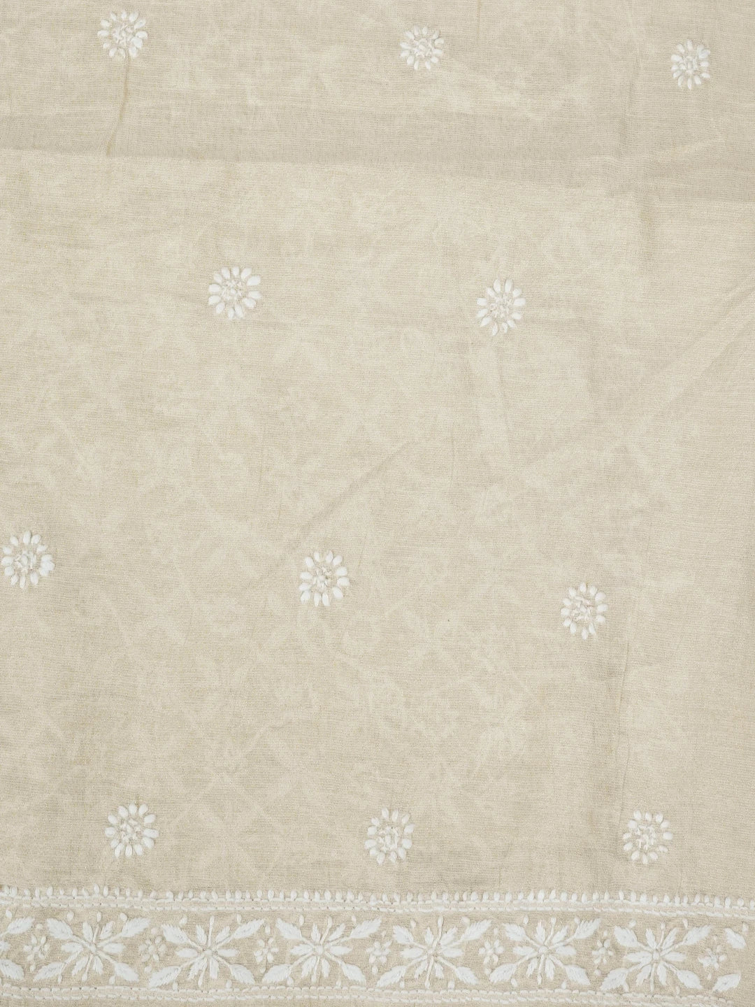 Ada Hand Embroidered Fawn Tissue Lucknowi Chikankari Men's Kurta Piece 01A582130