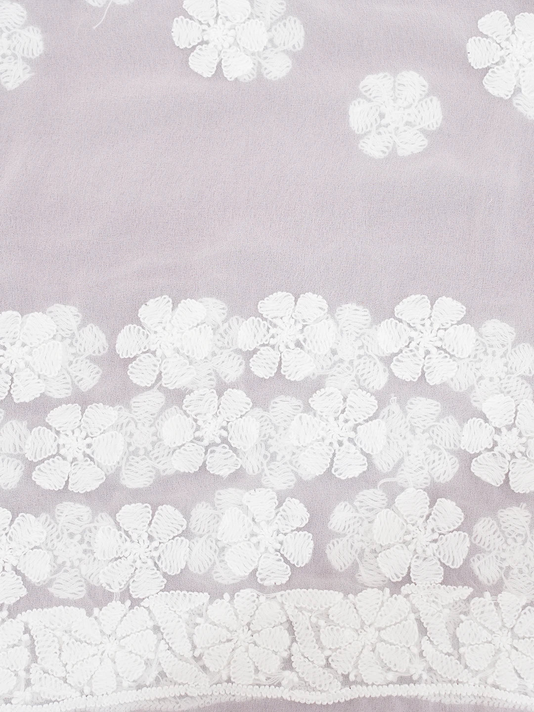 Ada Hand Embroidered White Faux Georgette Lucknowi Chikankari Saree and Blouse 01A539017
