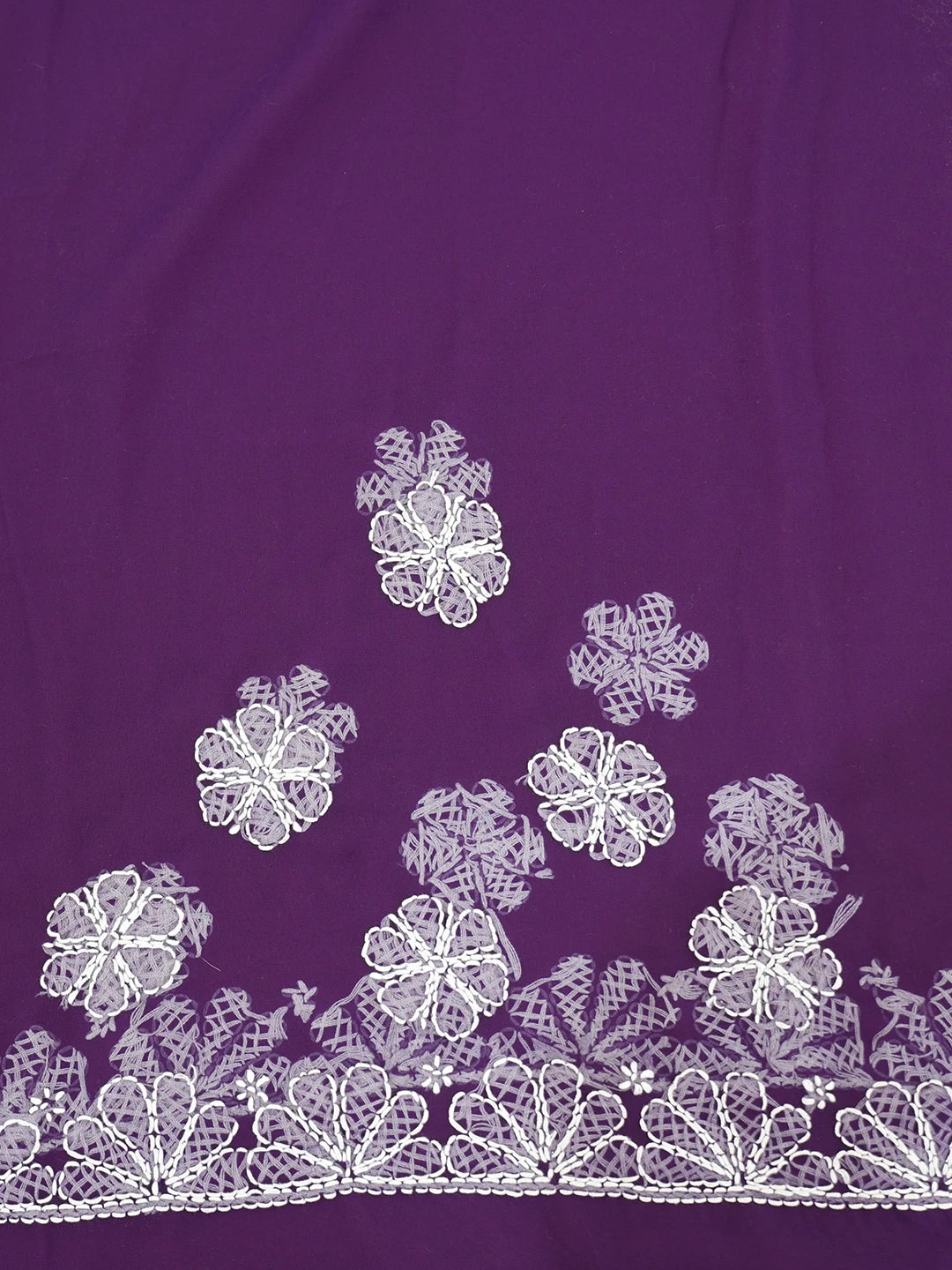 Ada Hand Embroidered Purple Faux Georgette Lucknowi Chikankari Saree and Blouse 01A583376