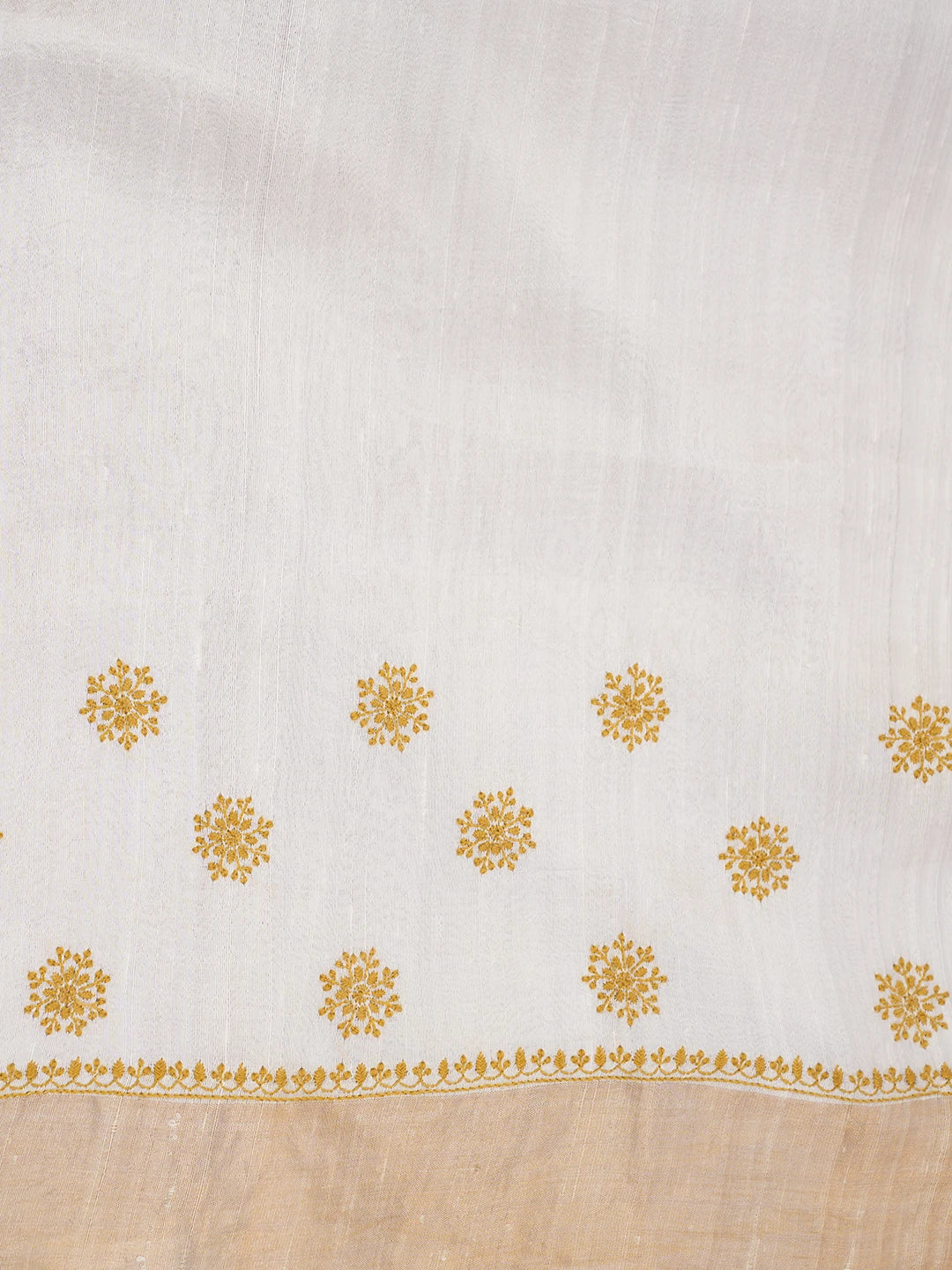 Ada Hand Embroidered White Tussar Silk Lucknowi Chikankari Saree and Blouse 01A374224
