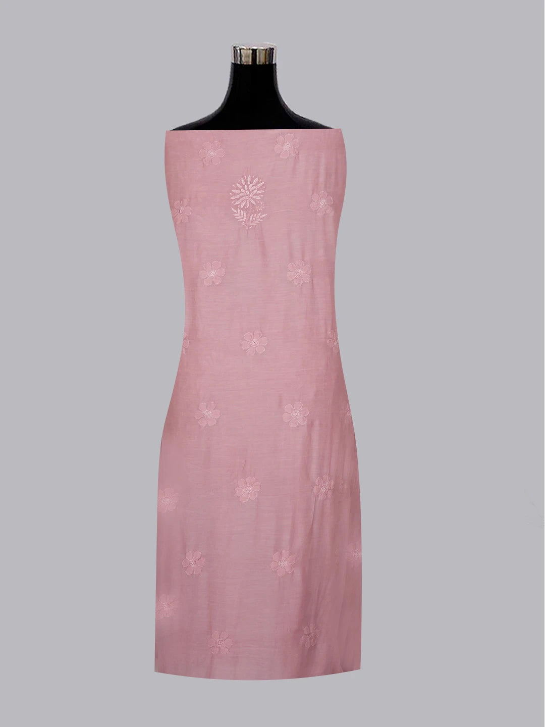 Ada Hand Embroidered Dusty Peach Muslin Lucknowi Chikankari Unstitched Kurta Dupatta Set 01A584968