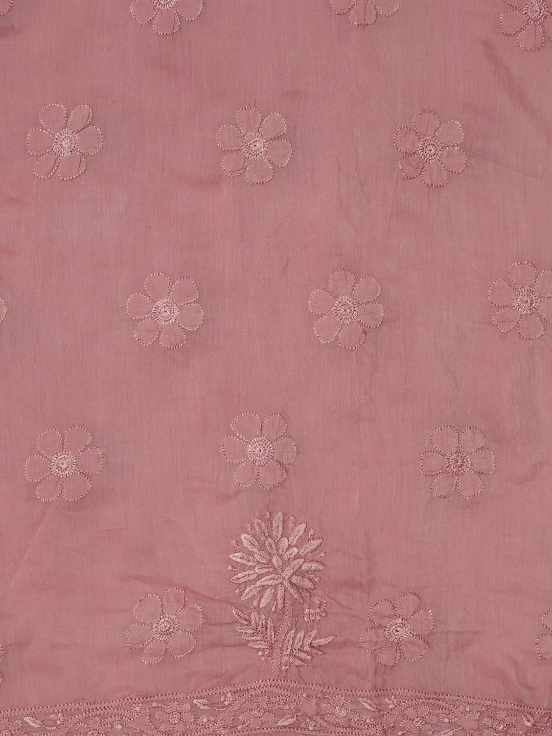 Ada Hand Embroidered Dusty Peach Muslin Lucknowi Chikankari Unstitched Kurta Dupatta Set 01A584968