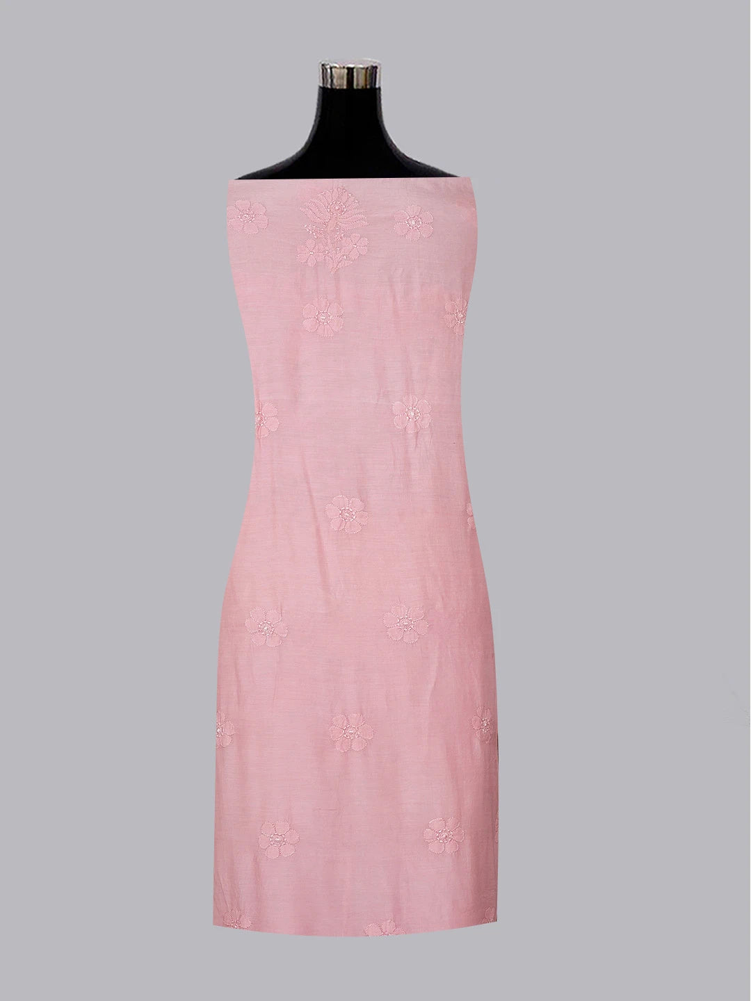 Ada Hand Embroidered Cherry Blossom Pink Muslin Lucknowi Chikankari Unstitched Kurta Dupatta Set 01A584987