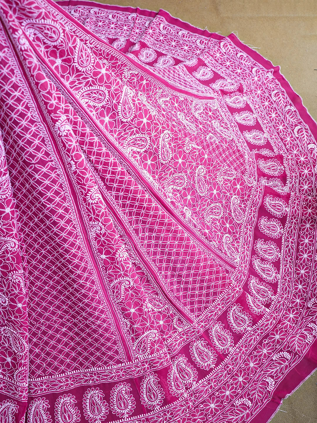 Ada Hand Embroidered Magenta Pure Georgette Lucknowi Chikankari Lehenga Skirt 01A149889