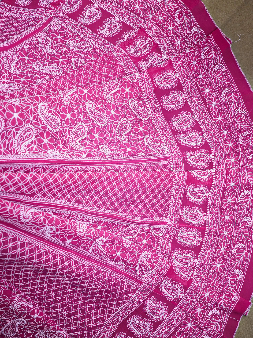 Ada Hand Embroidered Magenta Pure Georgette Lucknowi Chikankari Lehenga Skirt 01A149889