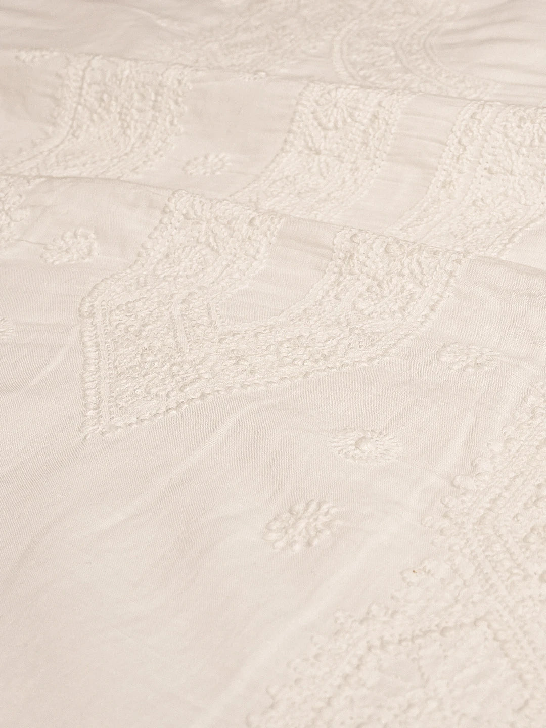 Ada Hand Embroidered White Linen Lucknowi Chikankari Unstitched Men's Kurta Piece 01A229923