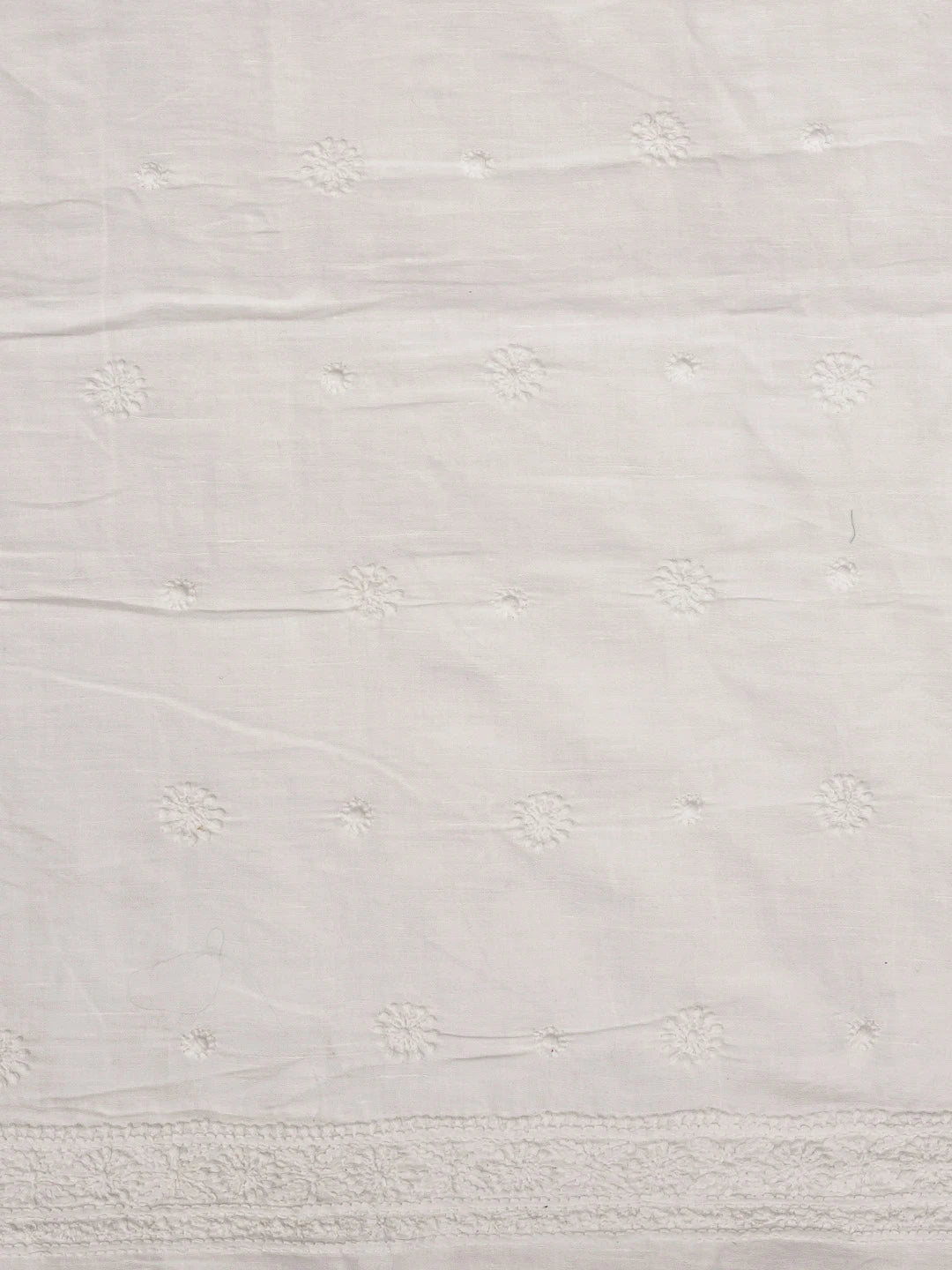 Ada Hand Embroidered White Linen Lucknowi Chikankari Unstitched Men's Kurta Piece 01A229923