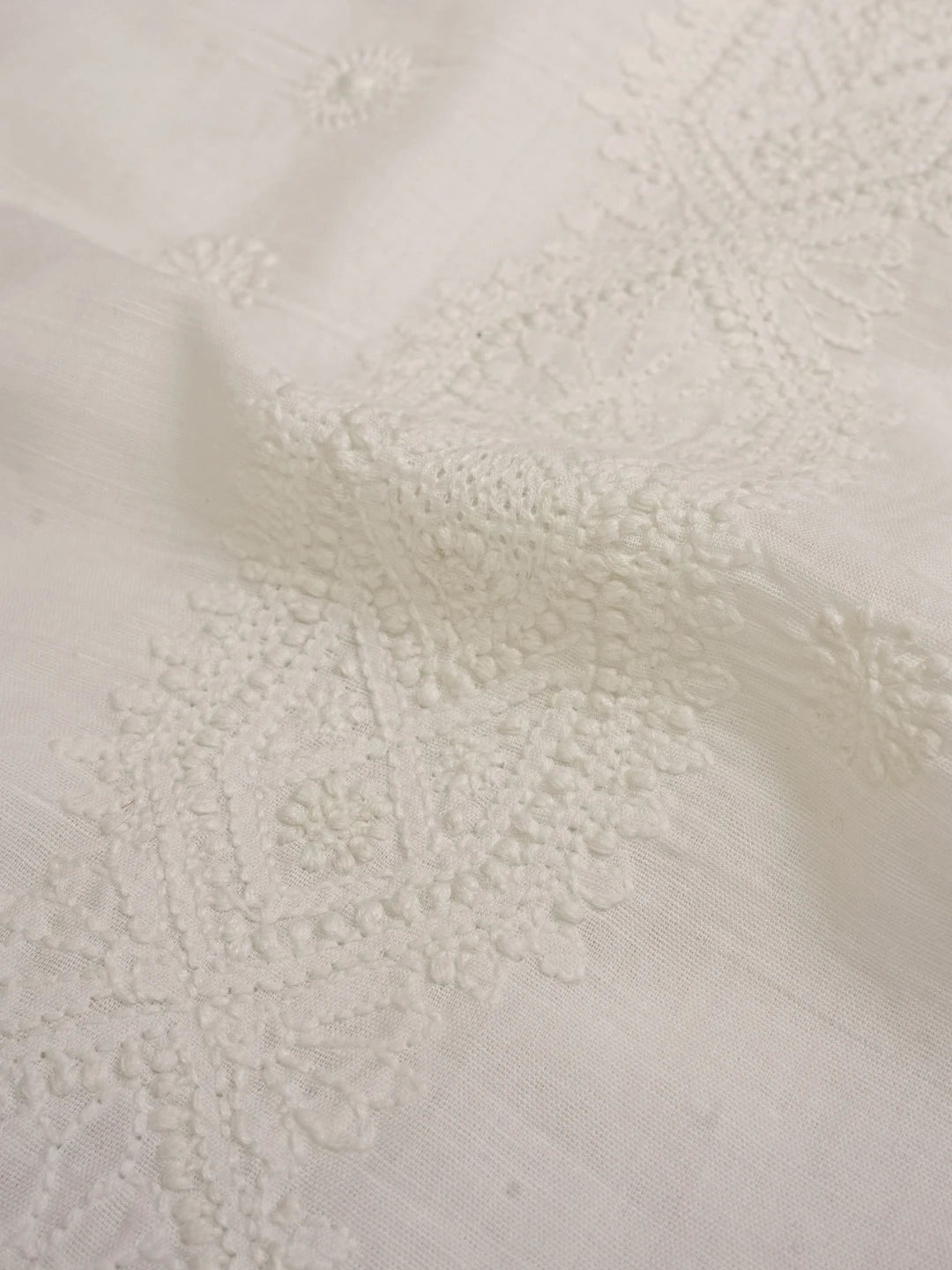 Ada Hand Embroidered White Linen Lucknowi Chikankari Unstitched Men's Kurta Piece 01A229923