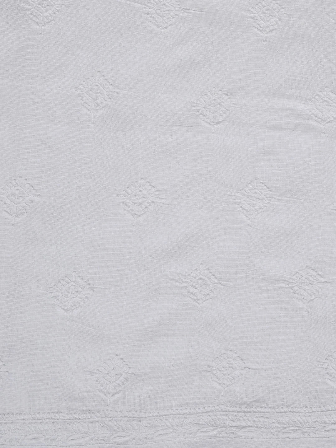 Ada Hand Embroidered White Linen Lucknowi Chikankari Unstitched Men's Kurta Piece 01A583301