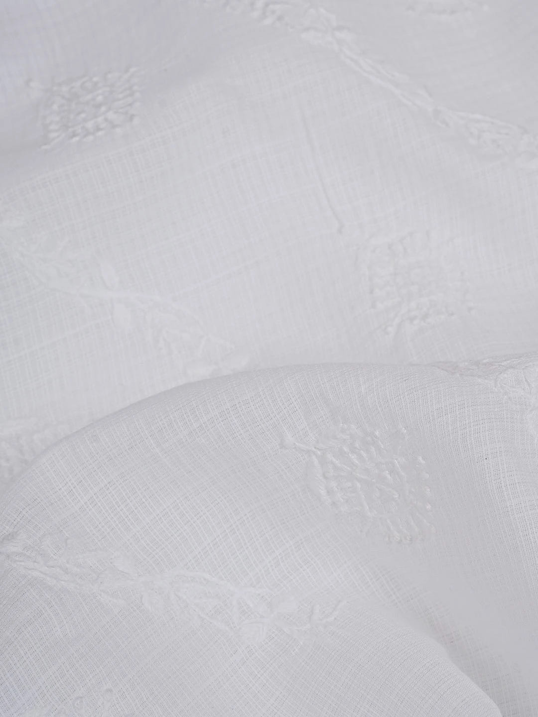 Ada Hand Embroidered White Linen Lucknowi Chikankari Unstitched Men's Kurta Piece 01A583301