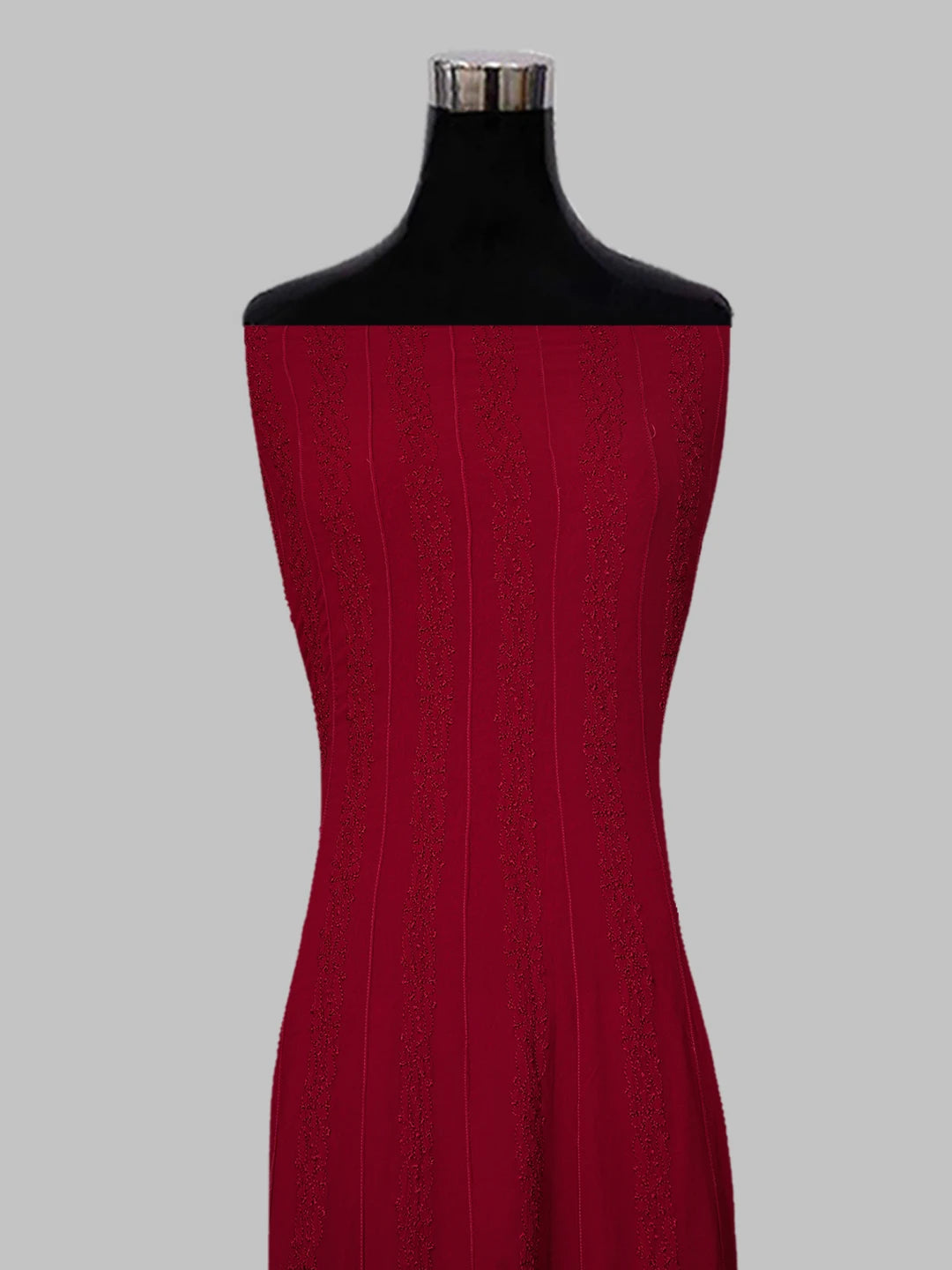 Ada Hand Embroidered Maroon viscose Georgette Lucknowi Chikankari Semi-Stitched Anarkali Kurta Dupatta Set 01A485110