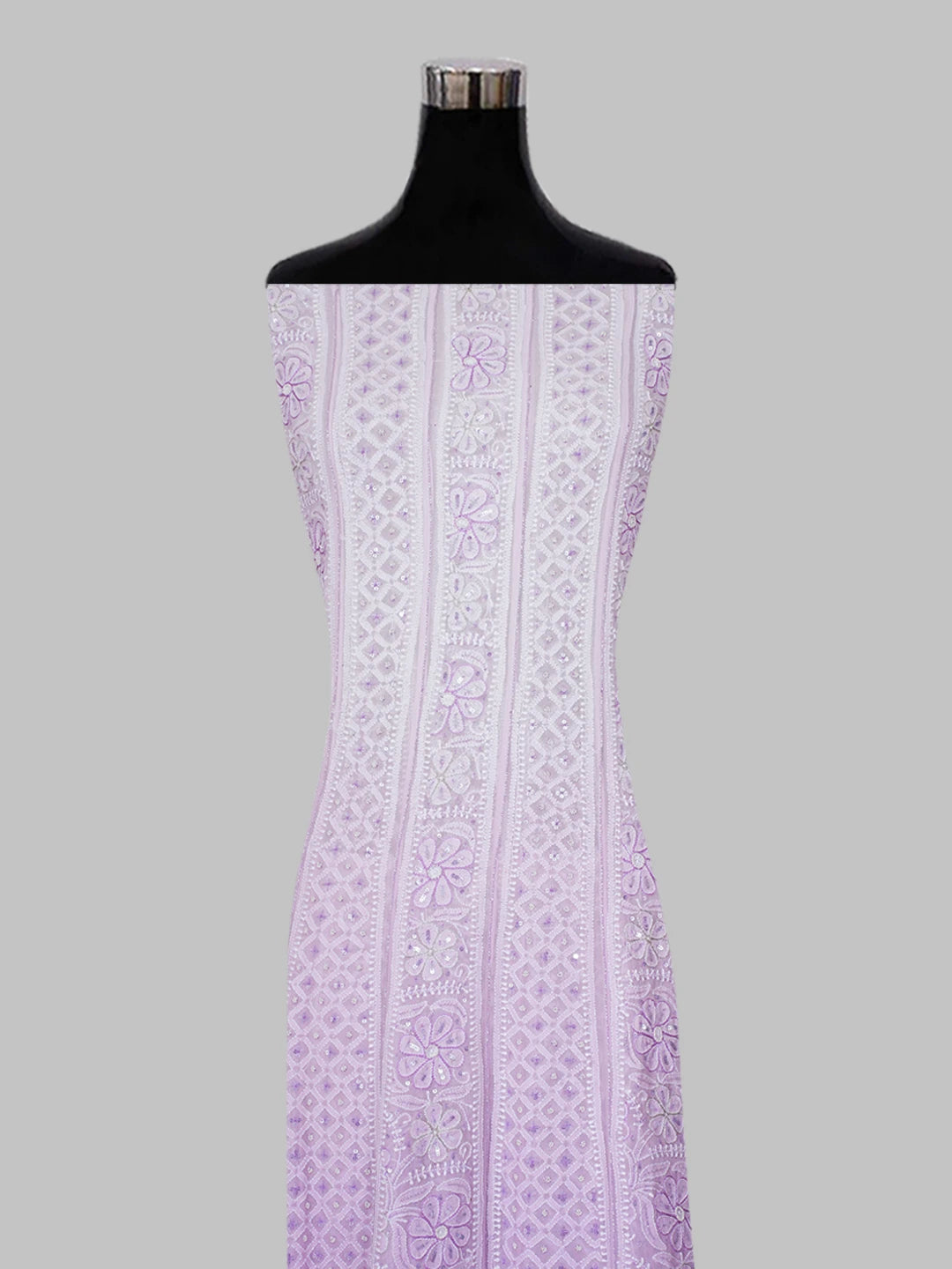 Ada Hand Embroidered Mauve Pure Georgette Lucknowi Chikankari Semi-Stitched Anarkali Kurta Dupatta Set With Sequinned Work 01A559257