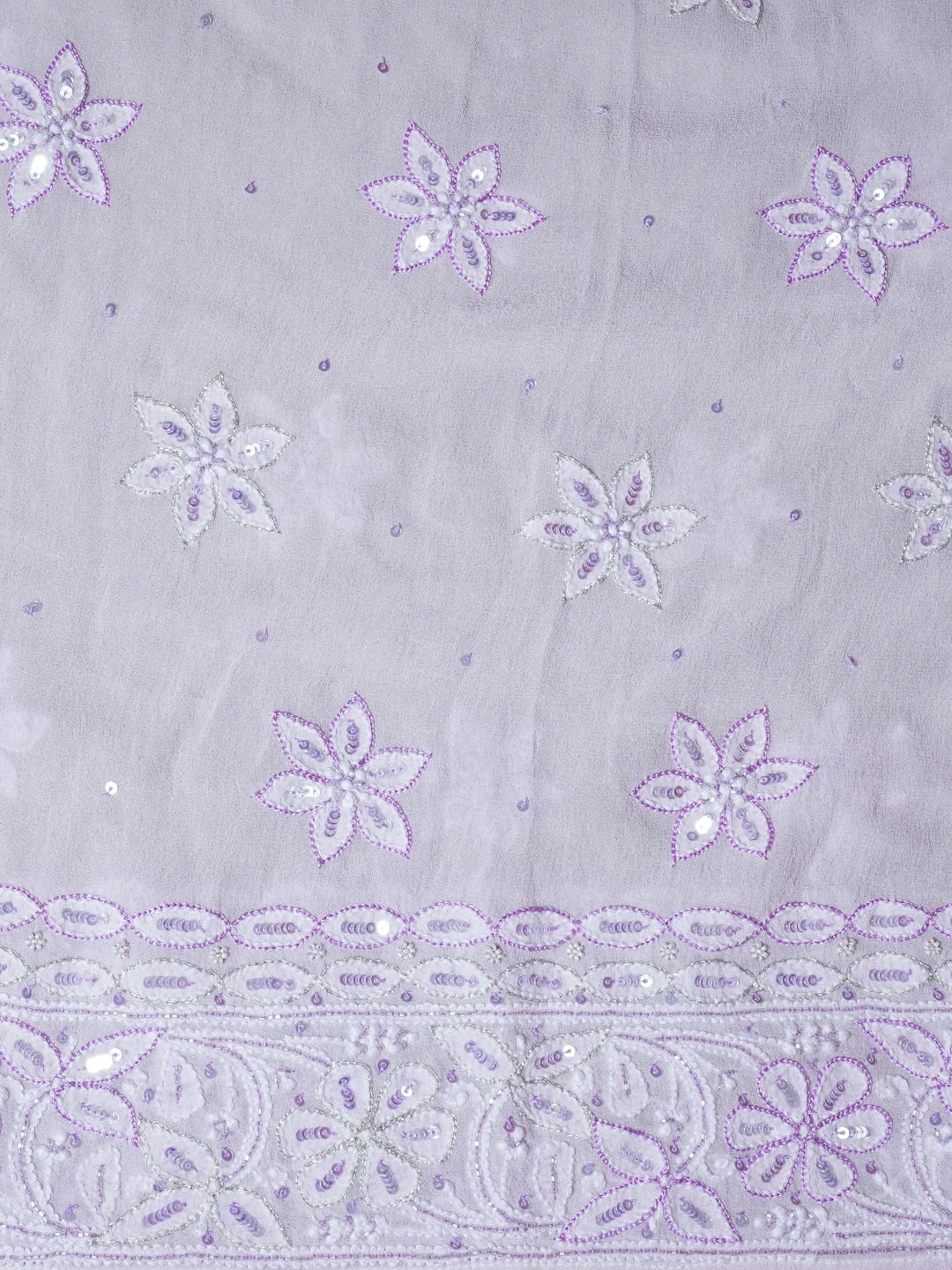 Ada Hand Embroidered Mauve Pure Georgette Lucknowi Chikankari Semi-Stitched Anarkali Kurta Dupatta Set With Sequinned Work 01A559257