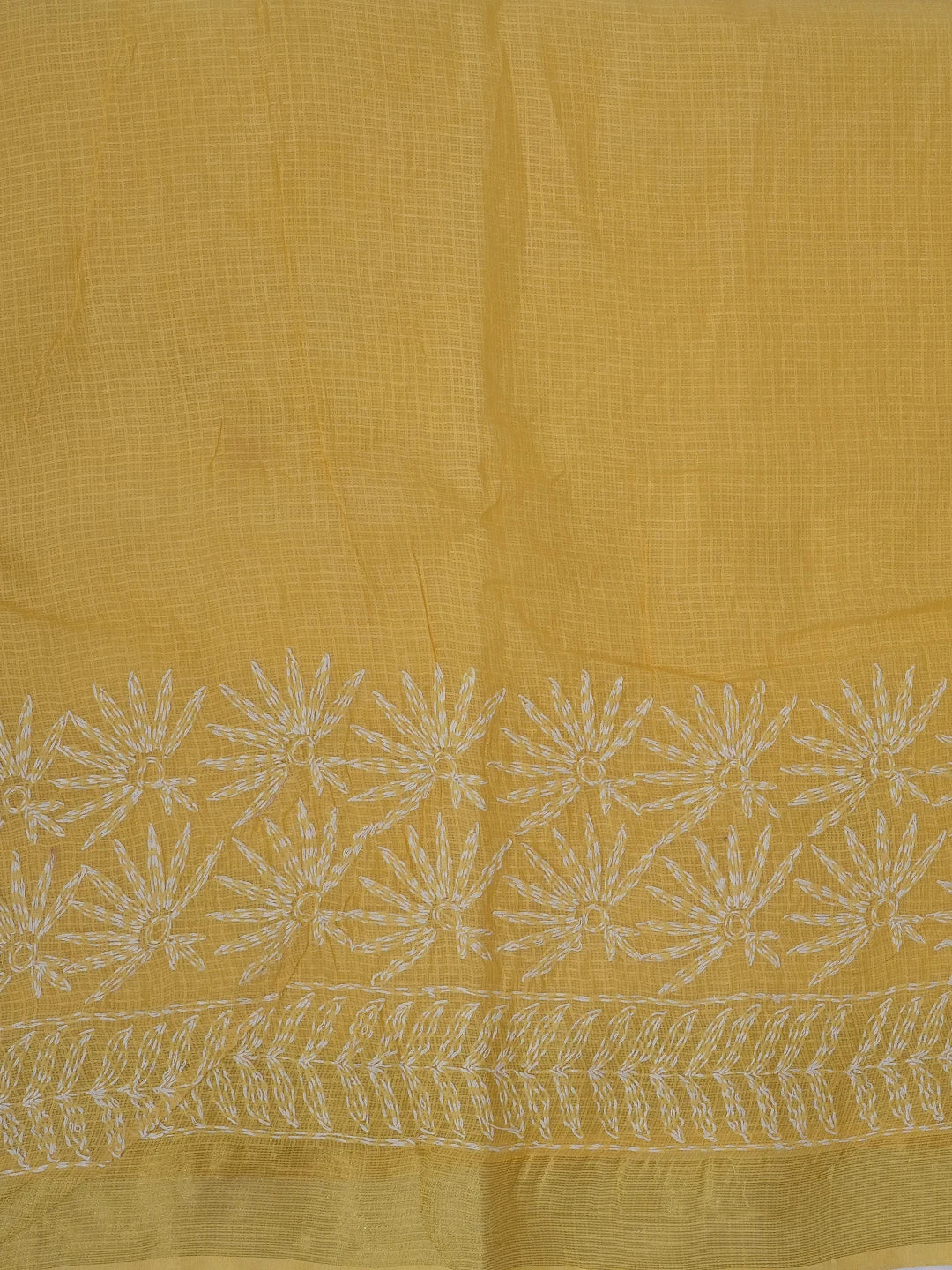 Ada Hand Embroidered Yellow Kota Lucknowi Chikankari Saree With Blouse 01A590937