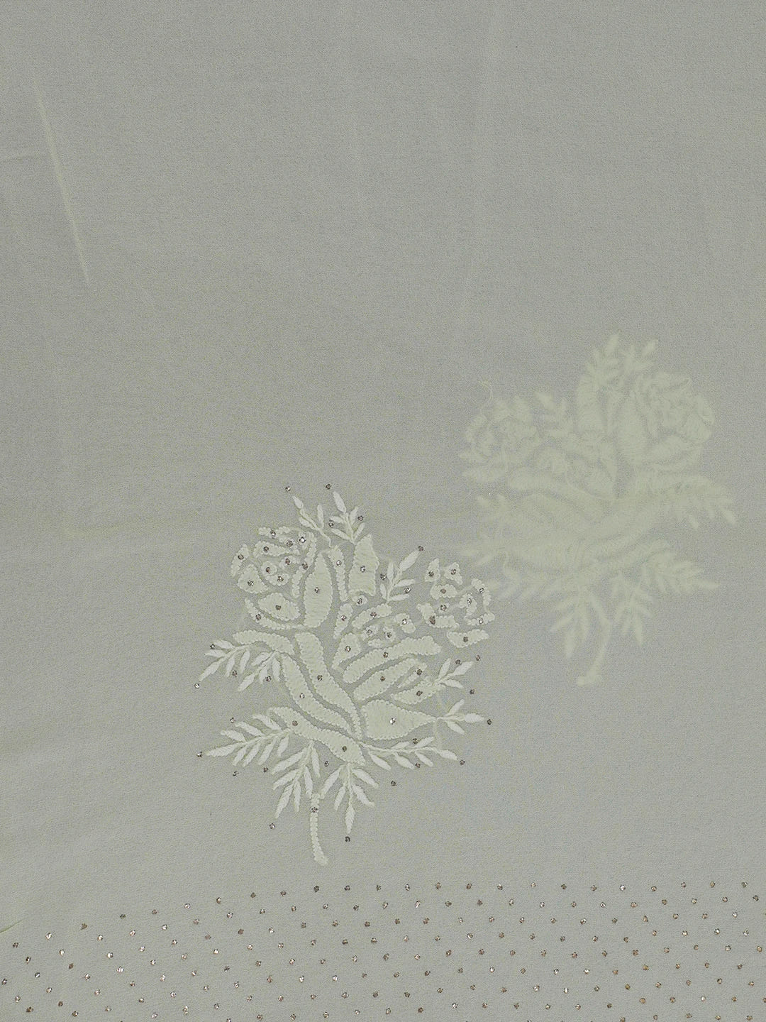 Ada Hand Embroidered Pastel Lime Green Pure Georgette Lucknowi Chikankari Saree and Blouse 01A572474