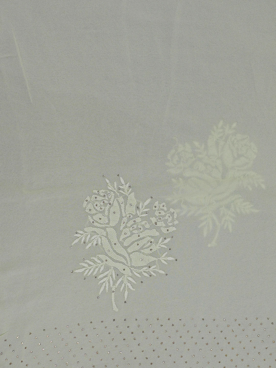 Ada Hand Embroidered Pastel Lime Green Pure Georgette Lucknowi Chikankari Saree and Blouse 01A572474