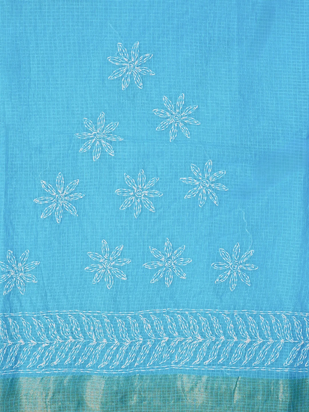 Ada Hand Embroidered Blue Kota Lucknowi Chikankari Saree With Blouse 01A591006