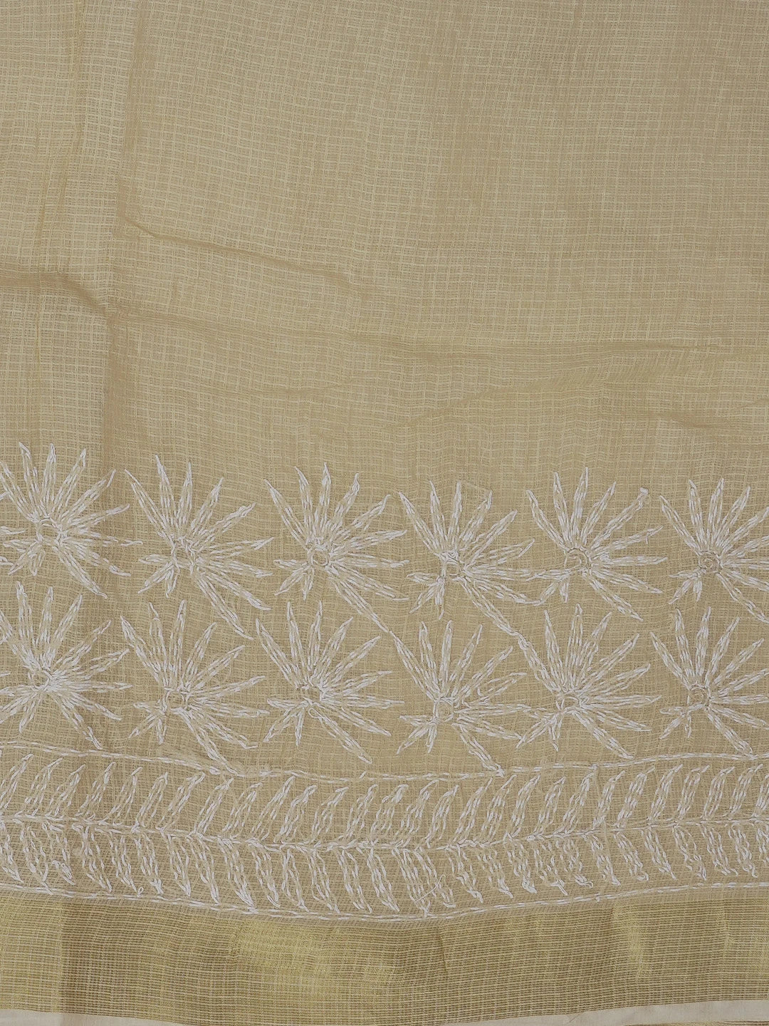 Ada Hand Embroidered Fawn Kota Lucknowi Chikankari Saree With Blouse 01A590972